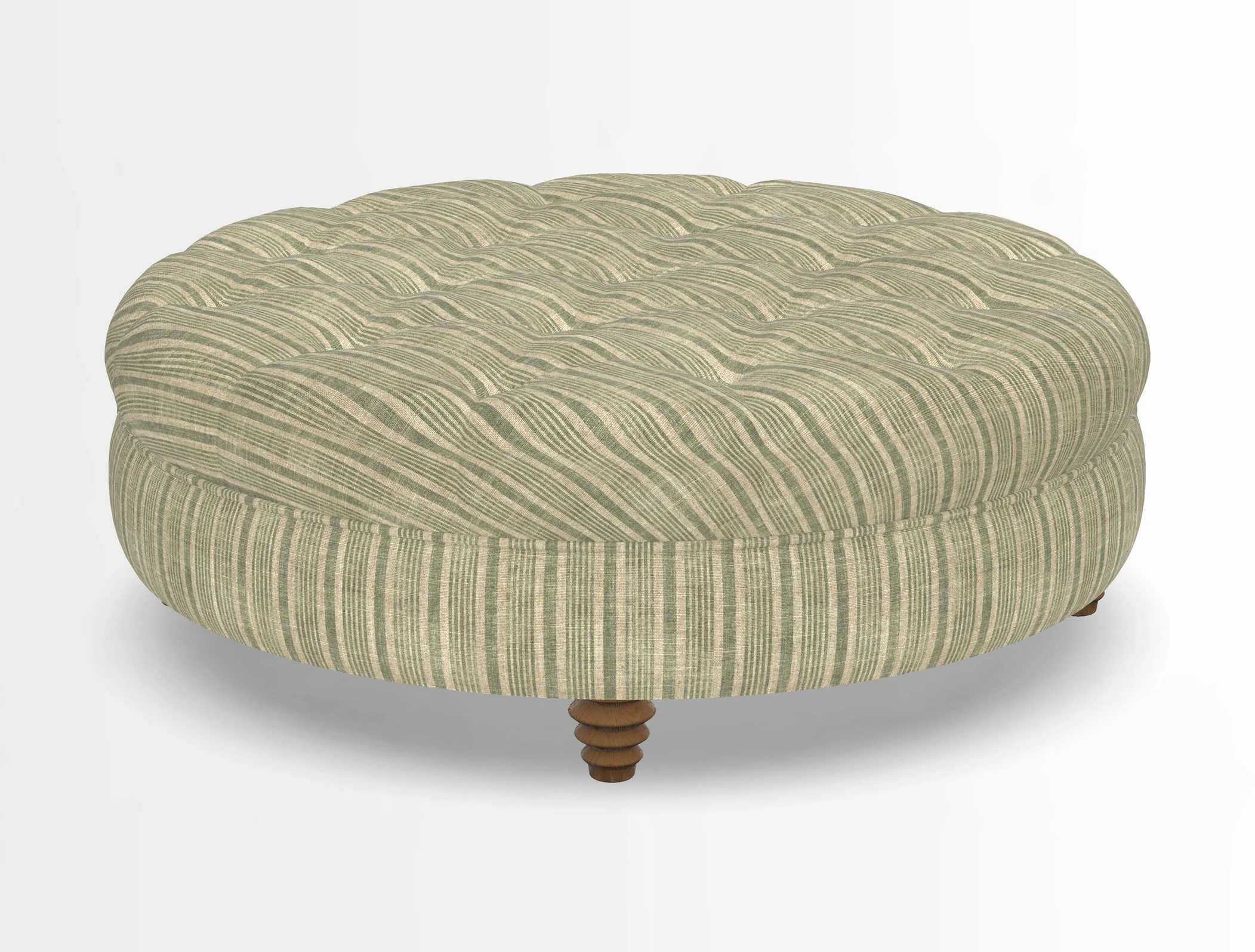 Helmsley Round Footstool in Linwood Omega Velvet Navy