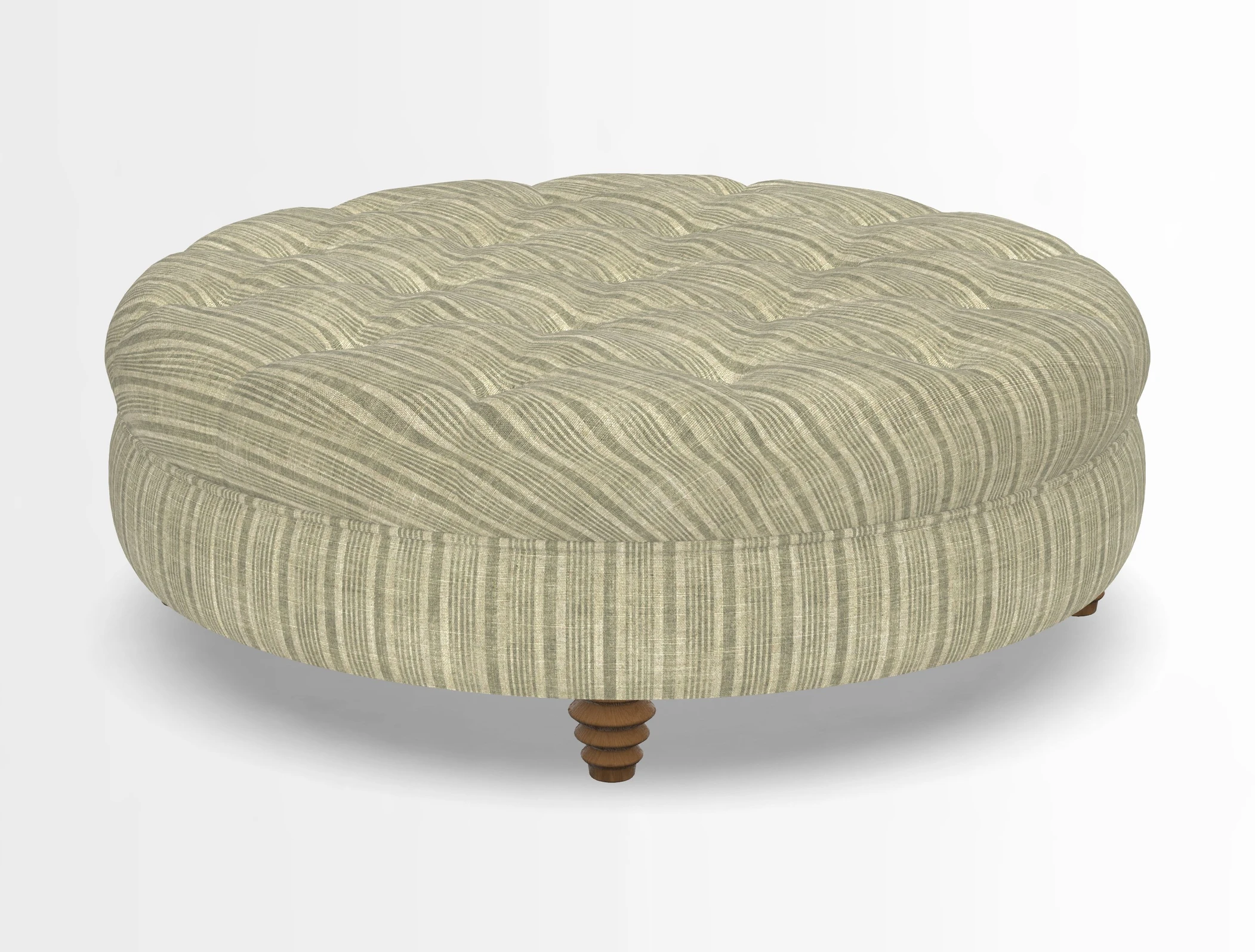 Helmsley Round Footstool in Linwood Omega Velvet Navy