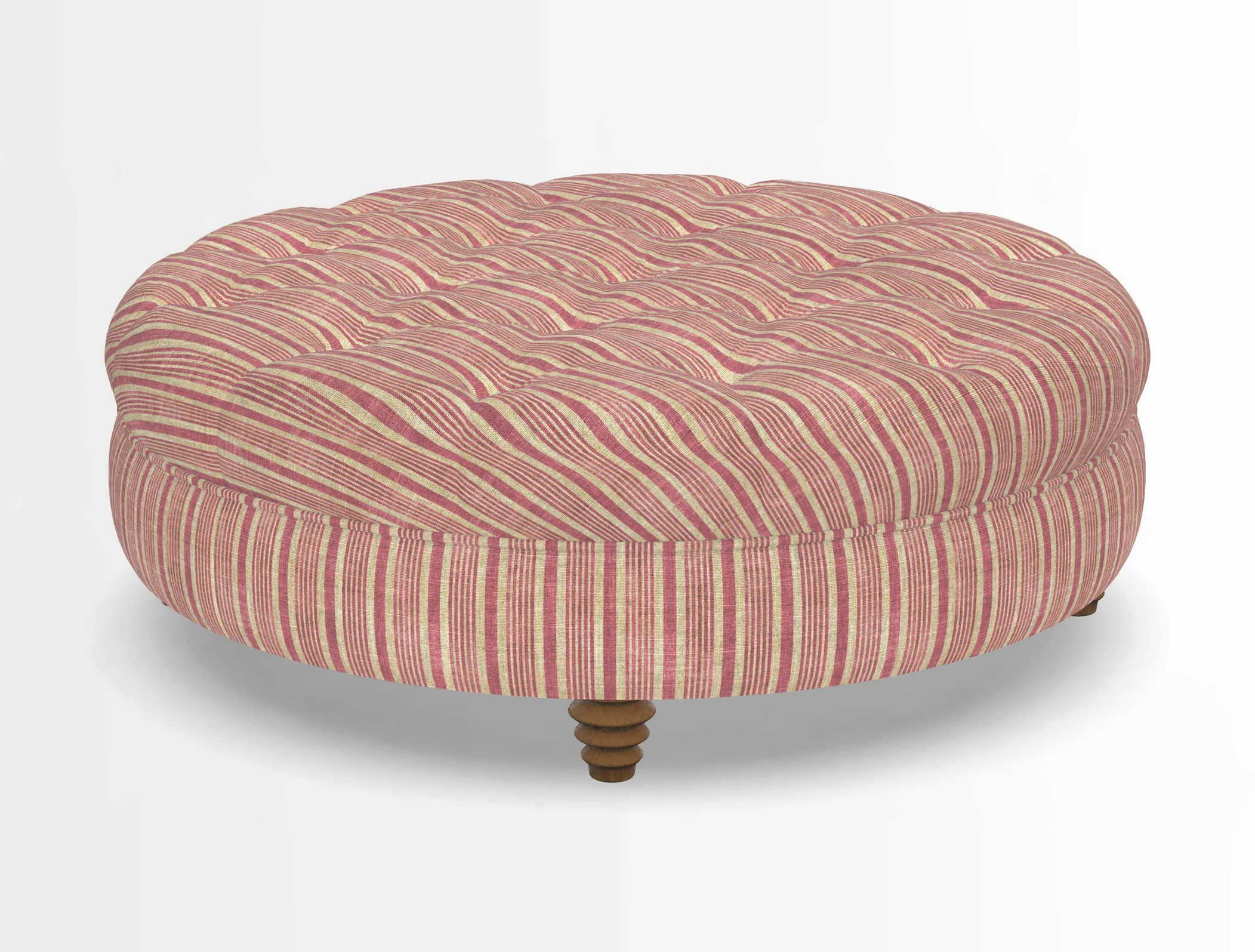 Helmsley Round Footstool in Linwood Omega Velvet Navy