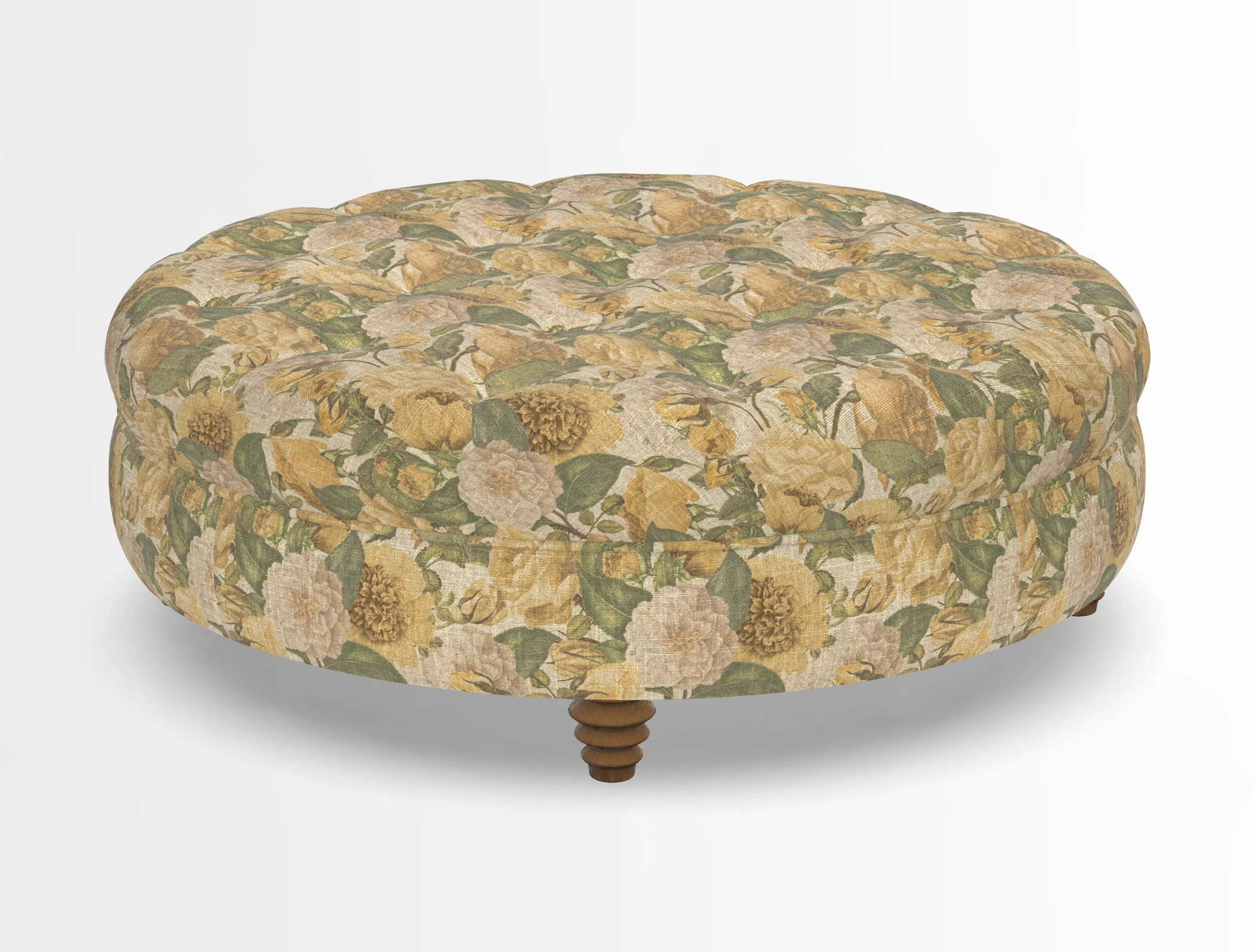 Helmsley Round Footstool in Linwood Omega Velvet Navy