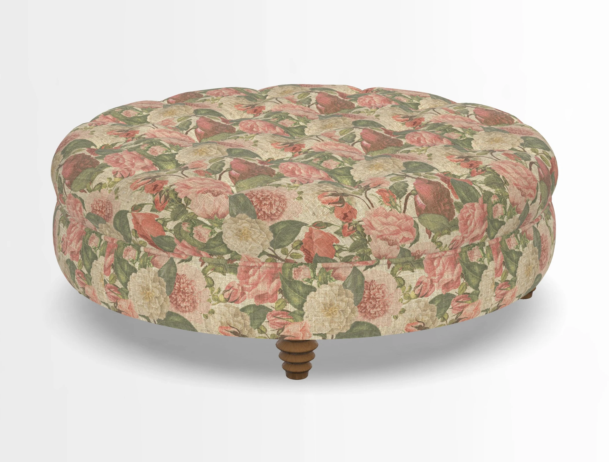 Helmsley Round Footstool in Linwood Omega Velvet Navy
