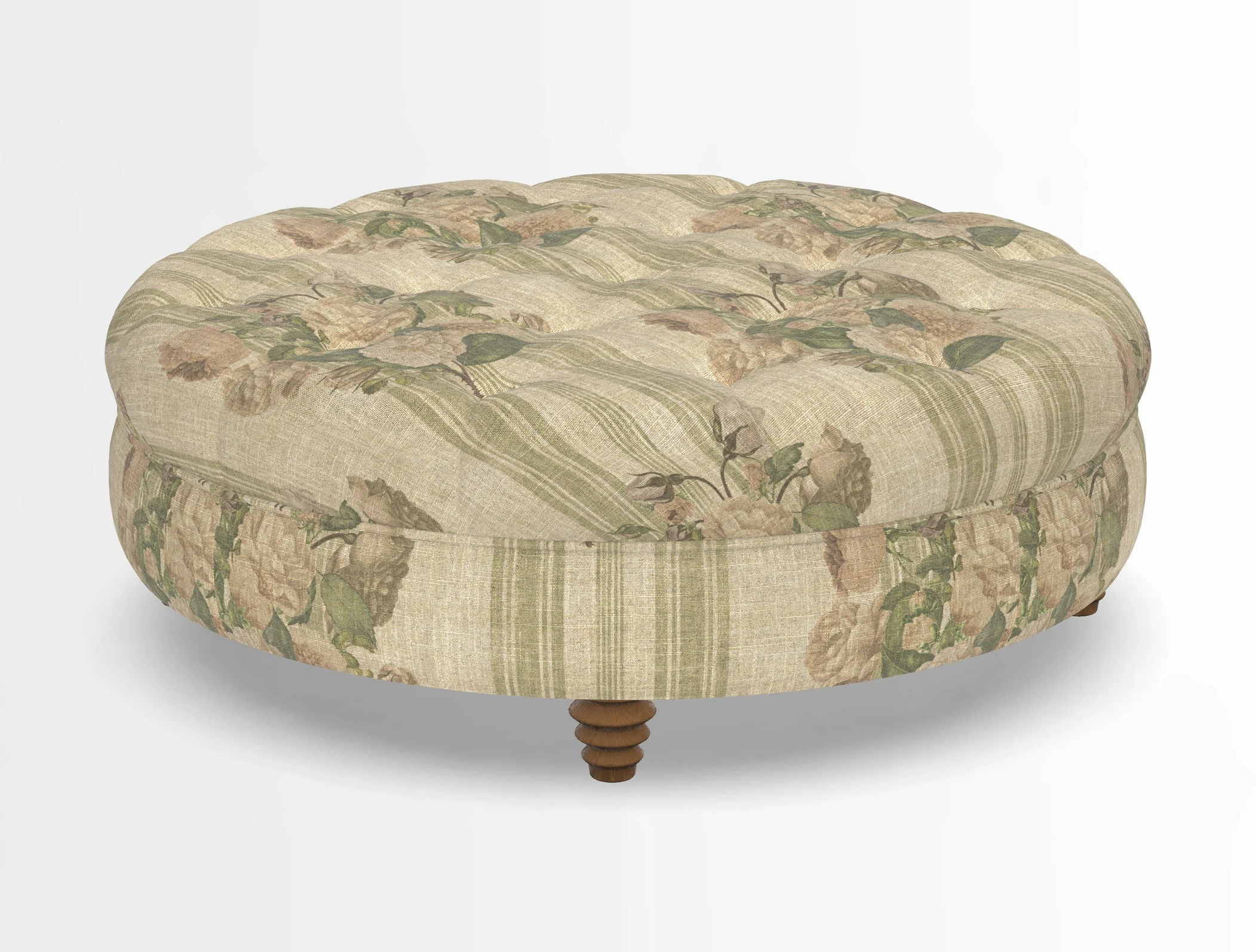 Helmsley Round Footstool in Linwood Omega Velvet Navy