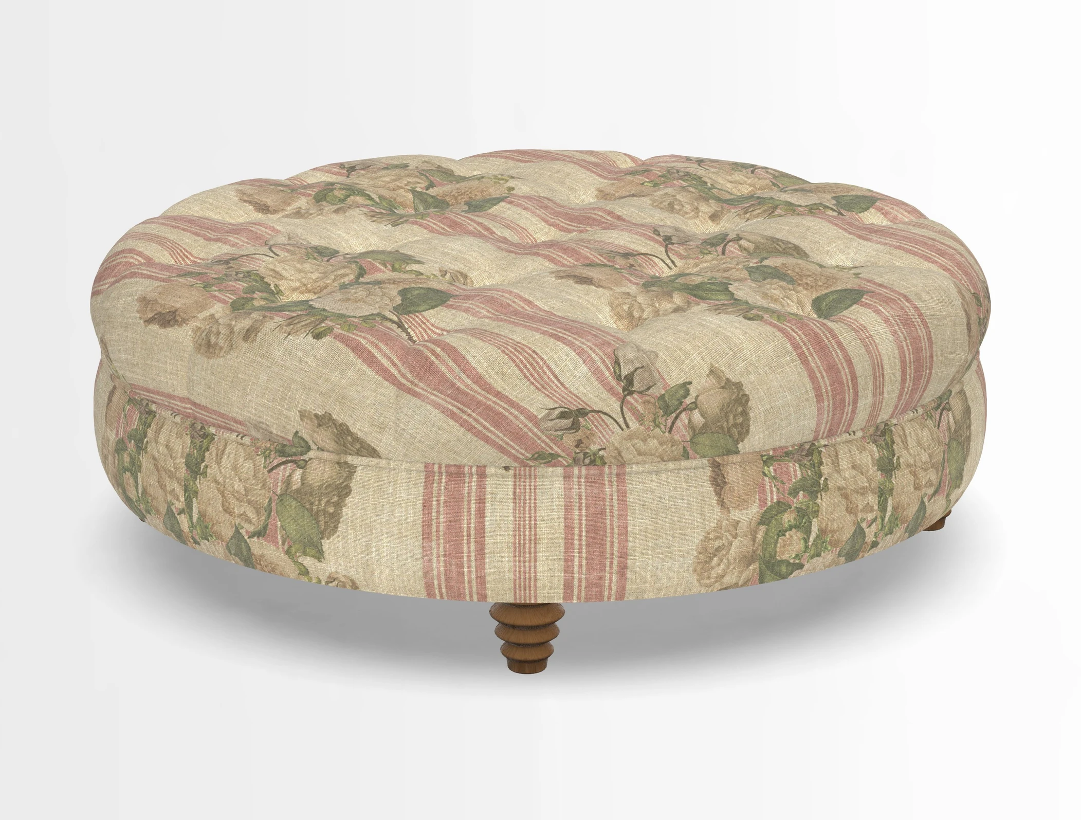 Helmsley Round Footstool in Linwood Omega Velvet Navy