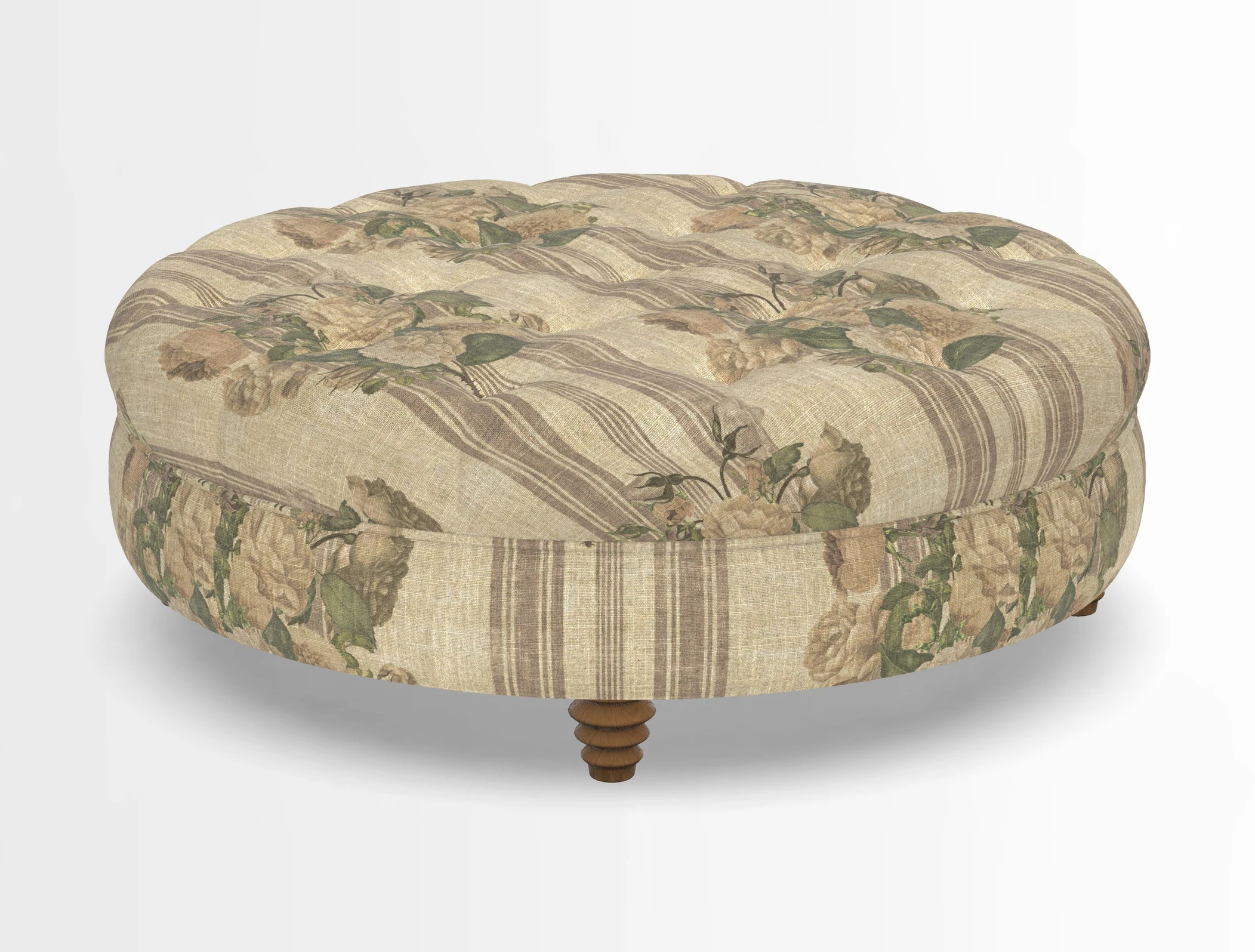 Helmsley Round Footstool in Linwood Omega Velvet Navy