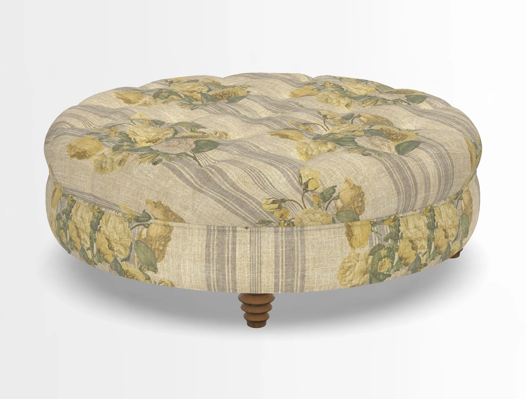Helmsley Round Footstool in Linwood Omega Velvet Navy