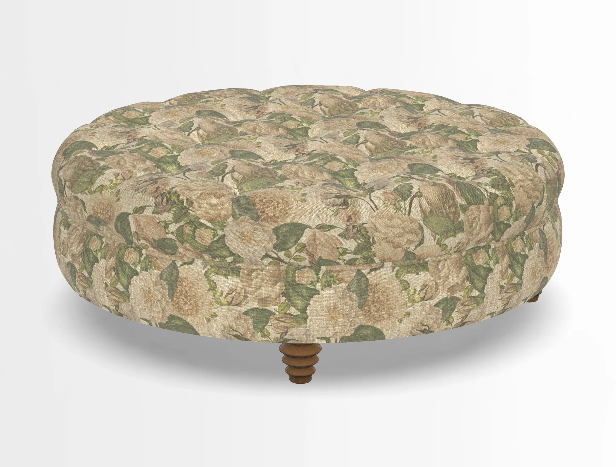 Helmsley Round Footstool in Linwood Omega Velvet Navy