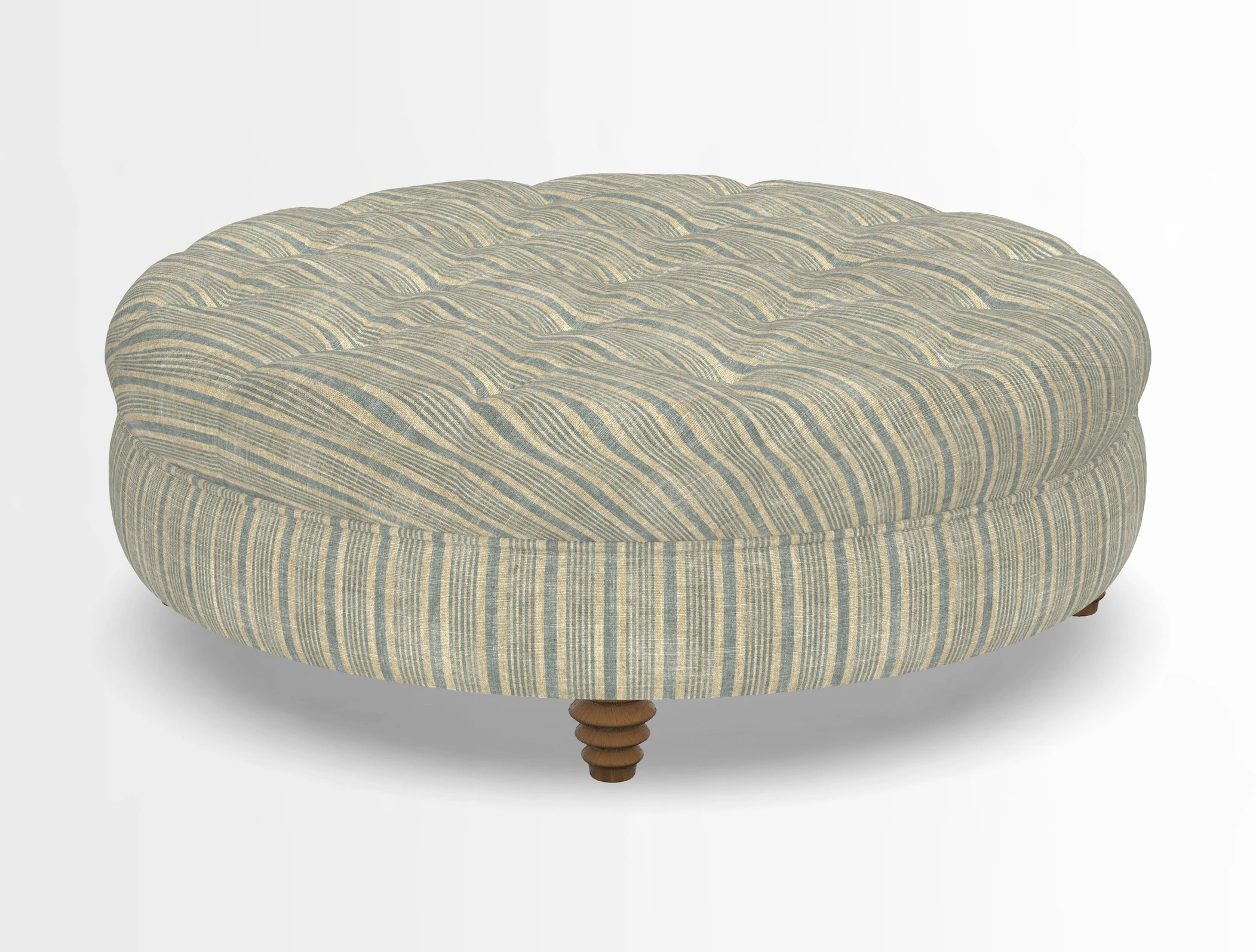 Helmsley Round Footstool in Linwood Omega Velvet Navy