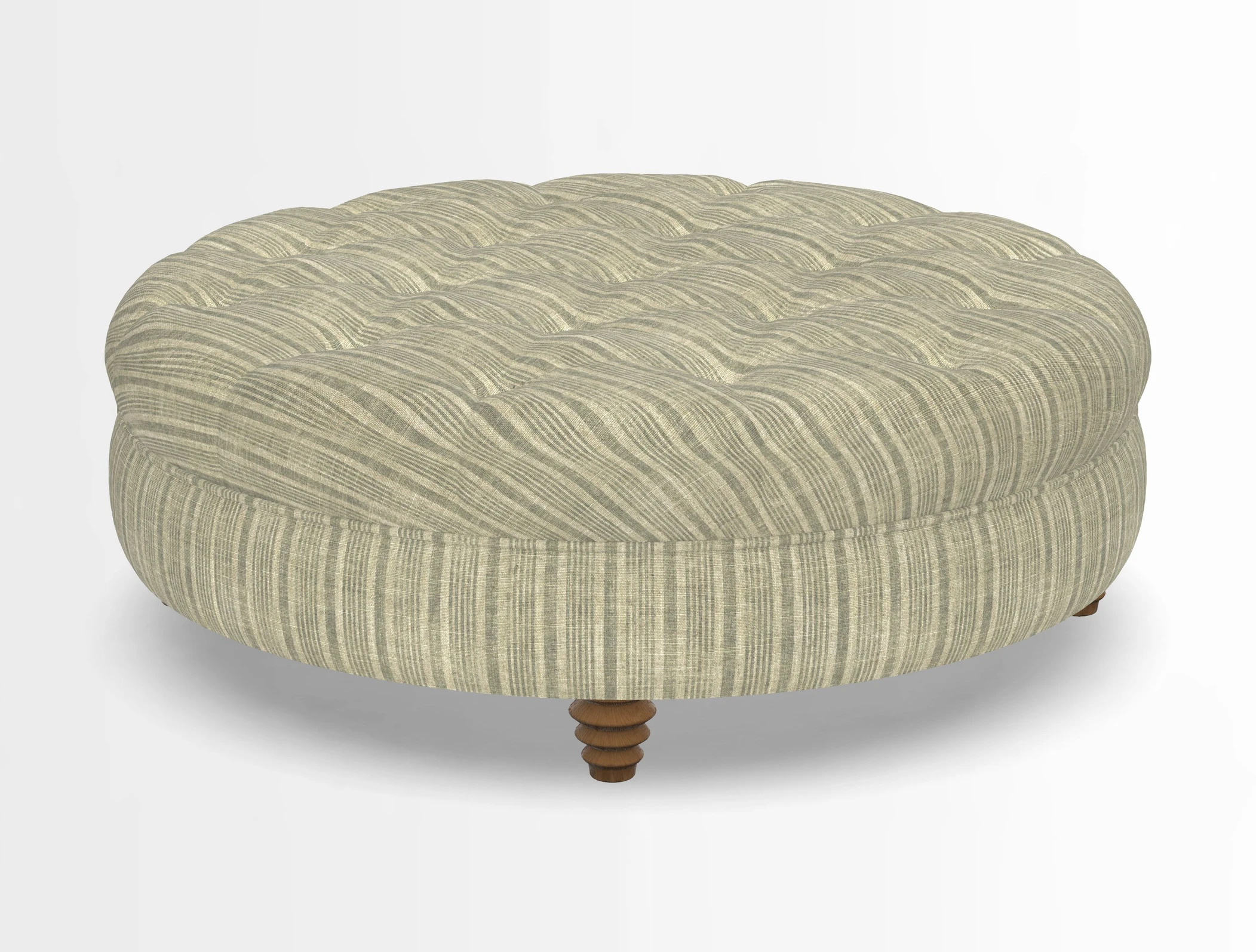 Helmsley Round Footstool in Linwood Omega Velvet Navy