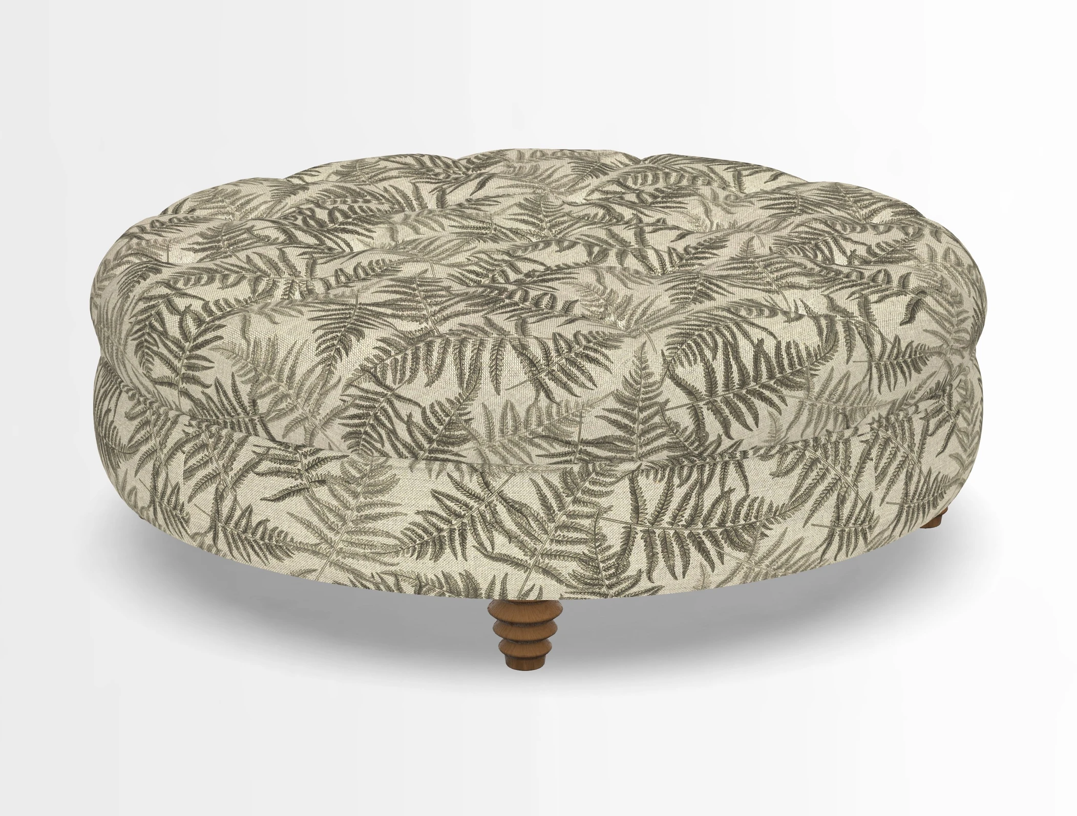 Helmsley Round Footstool in Linwood Omega Velvet Navy