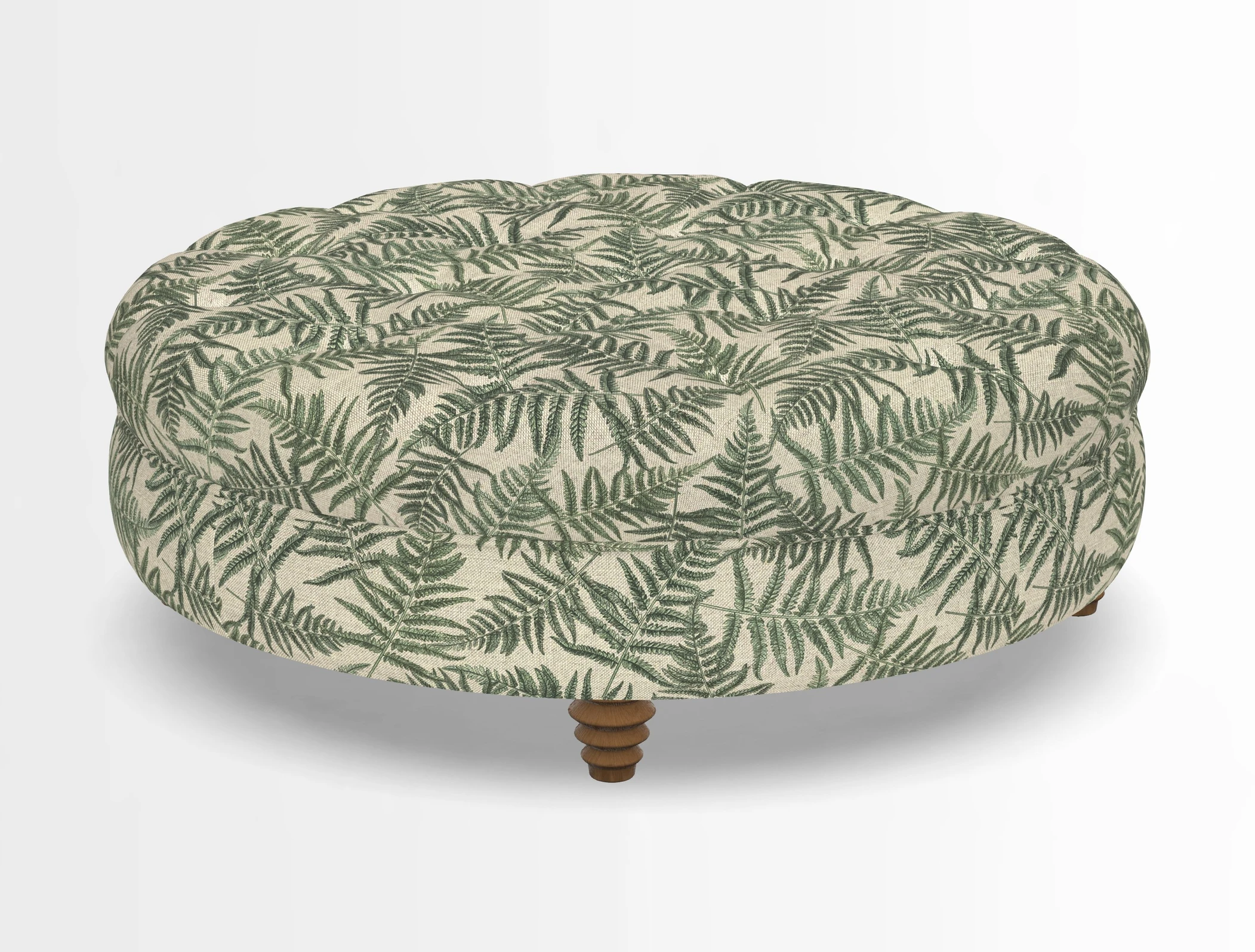 Helmsley Round Footstool in Linwood Omega Velvet Navy