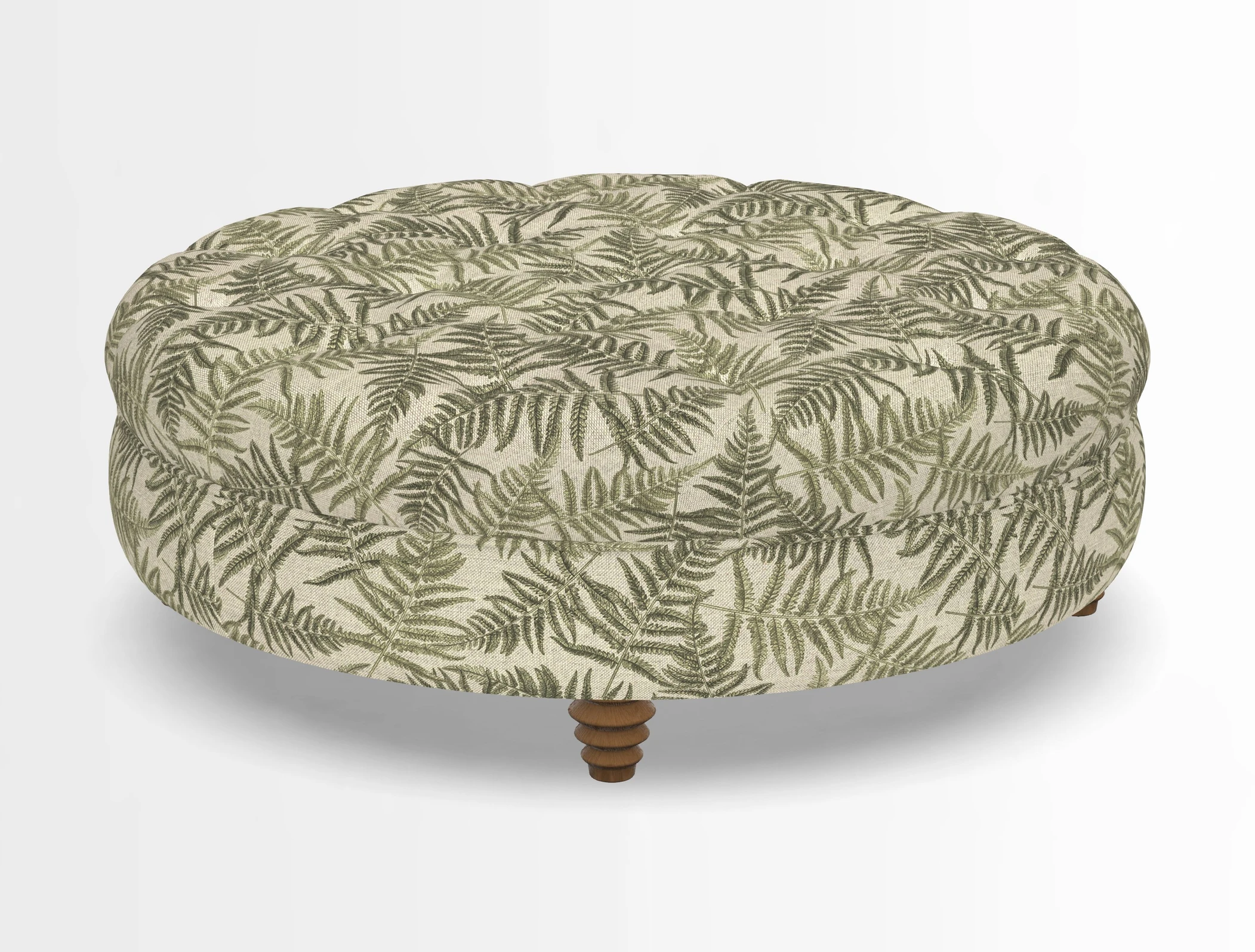 Helmsley Round Footstool in Linwood Omega Velvet Navy