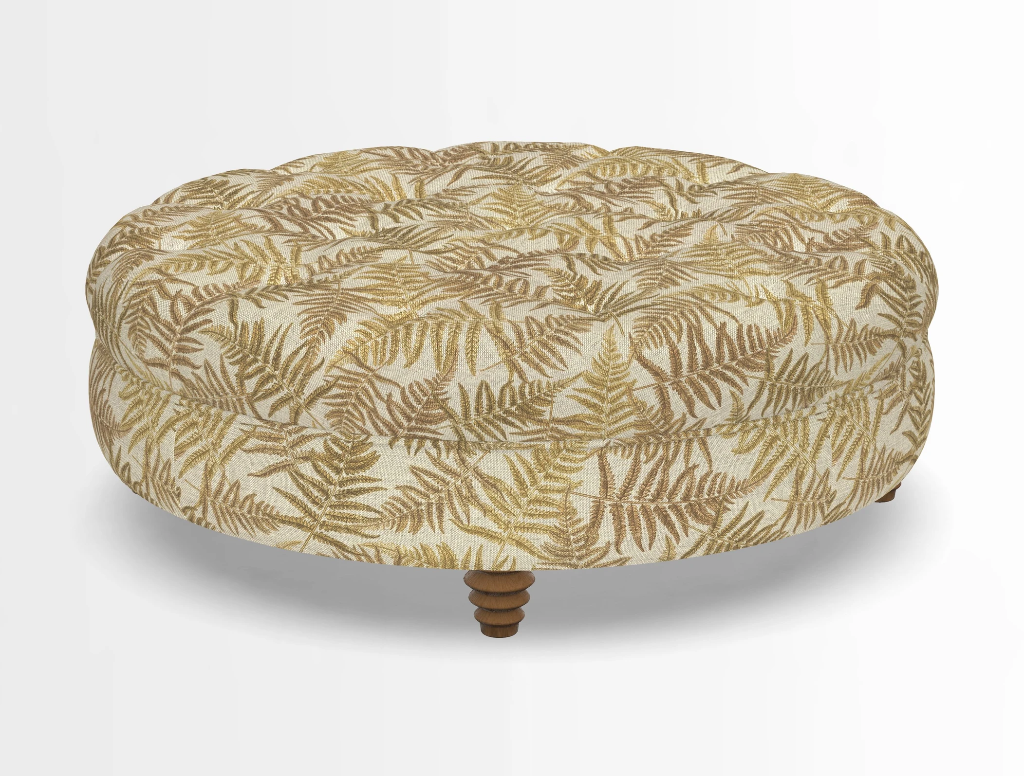 Helmsley Round Footstool in Linwood Omega Velvet Navy
