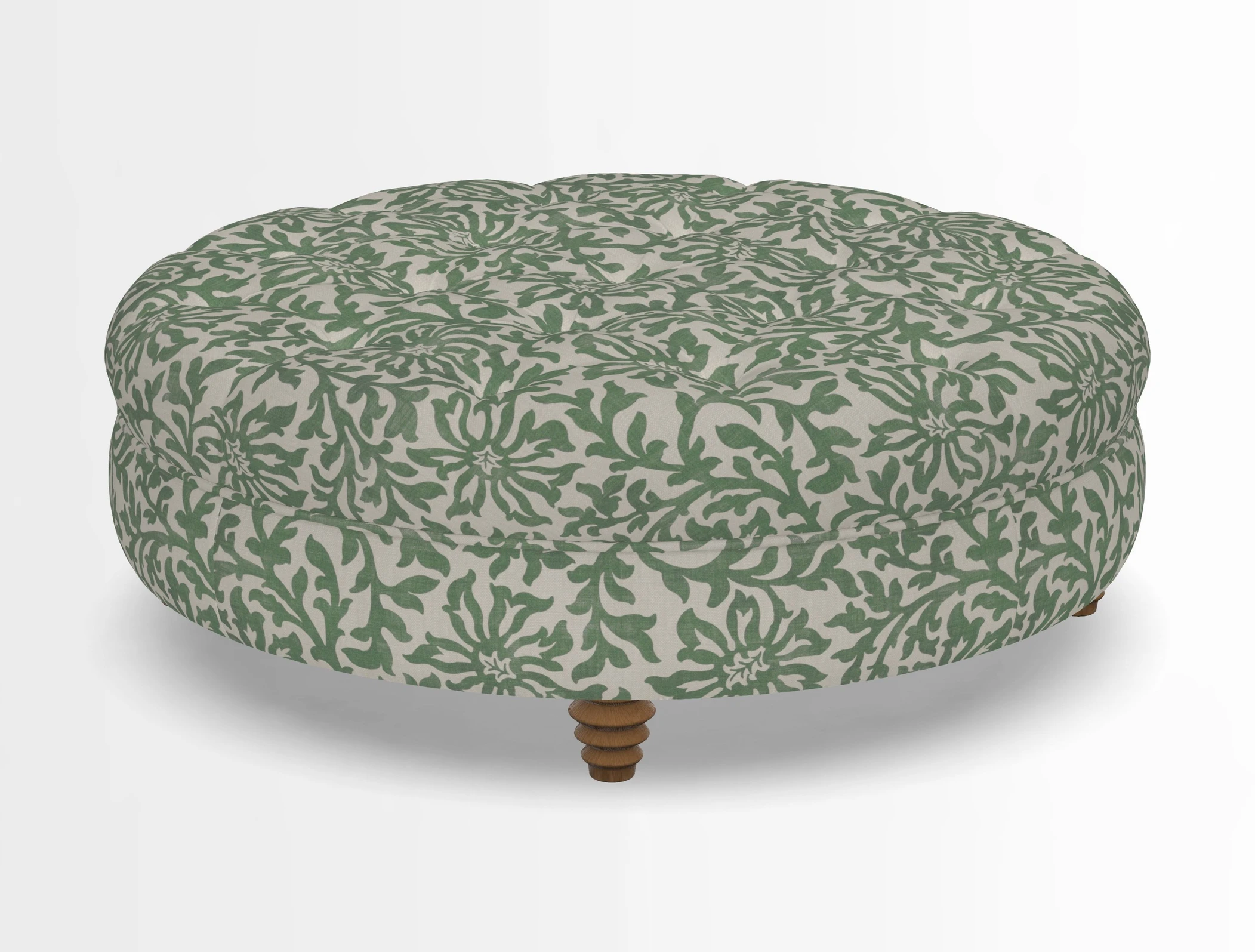 Helmsley Round Footstool in Linwood Omega Velvet Navy