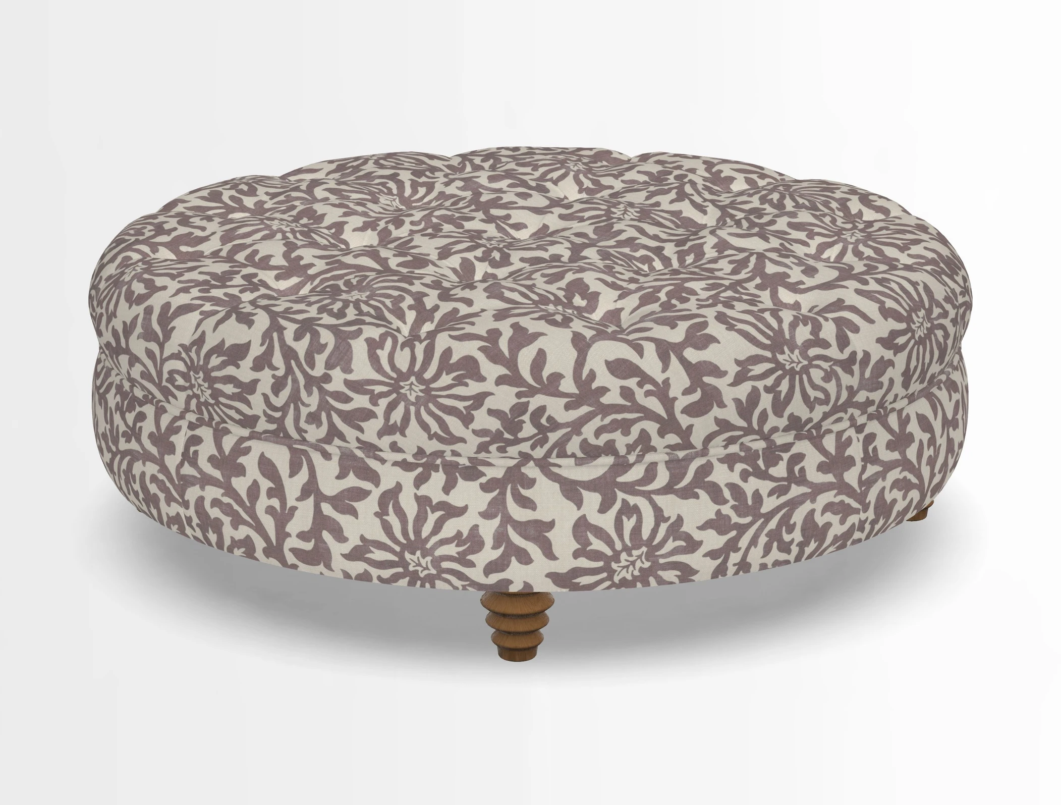 Helmsley Round Footstool in Linwood Omega Velvet Navy