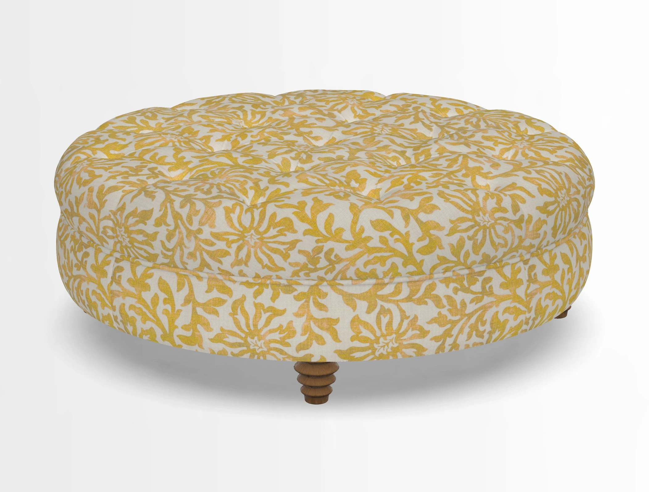 Helmsley Round Footstool in Linwood Omega Velvet Navy