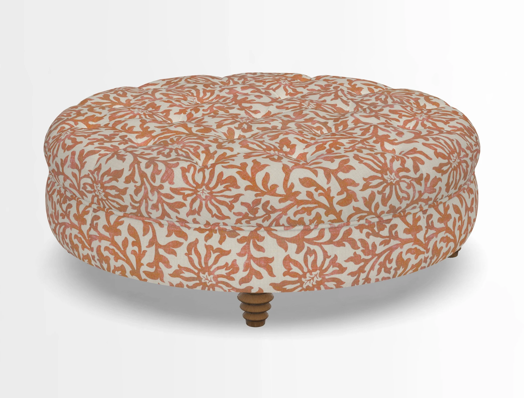 Helmsley Round Footstool in Linwood Omega Velvet Navy