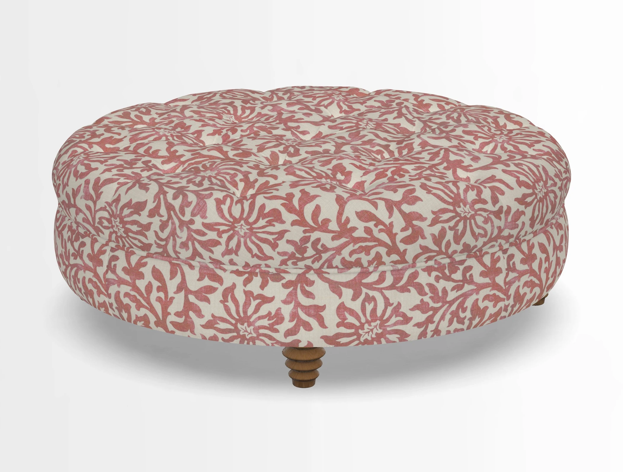 Helmsley Round Footstool in Linwood Omega Velvet Navy