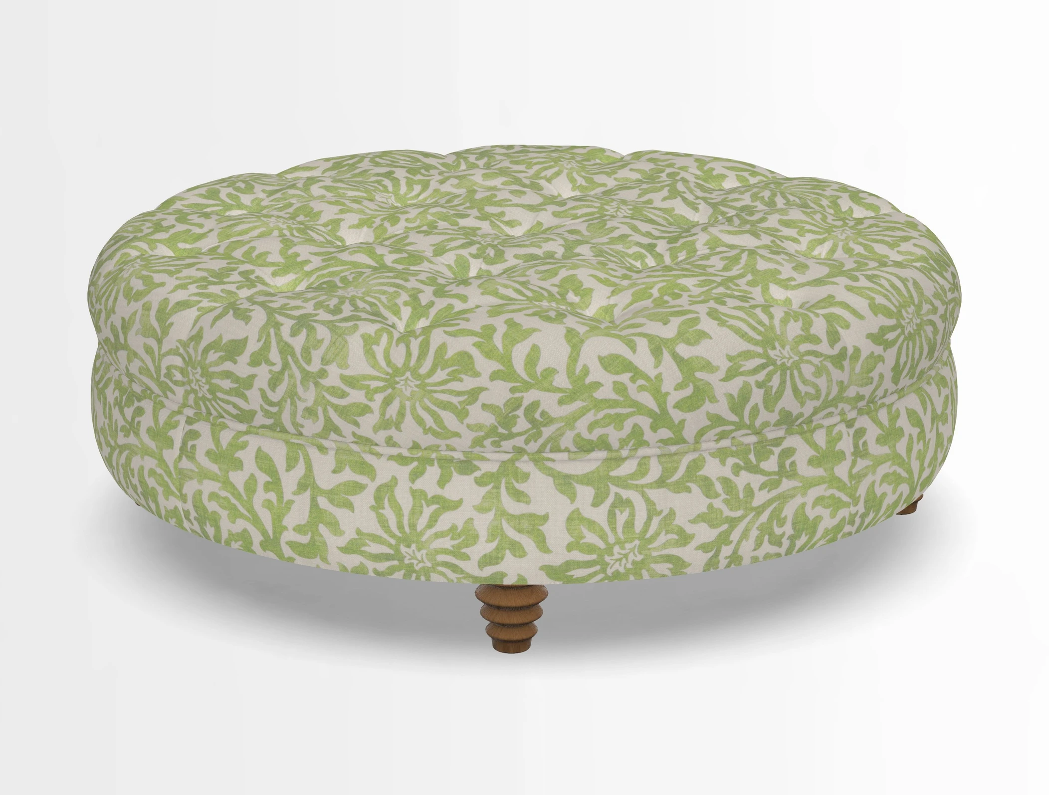 Helmsley Round Footstool in Linwood Omega Velvet Navy