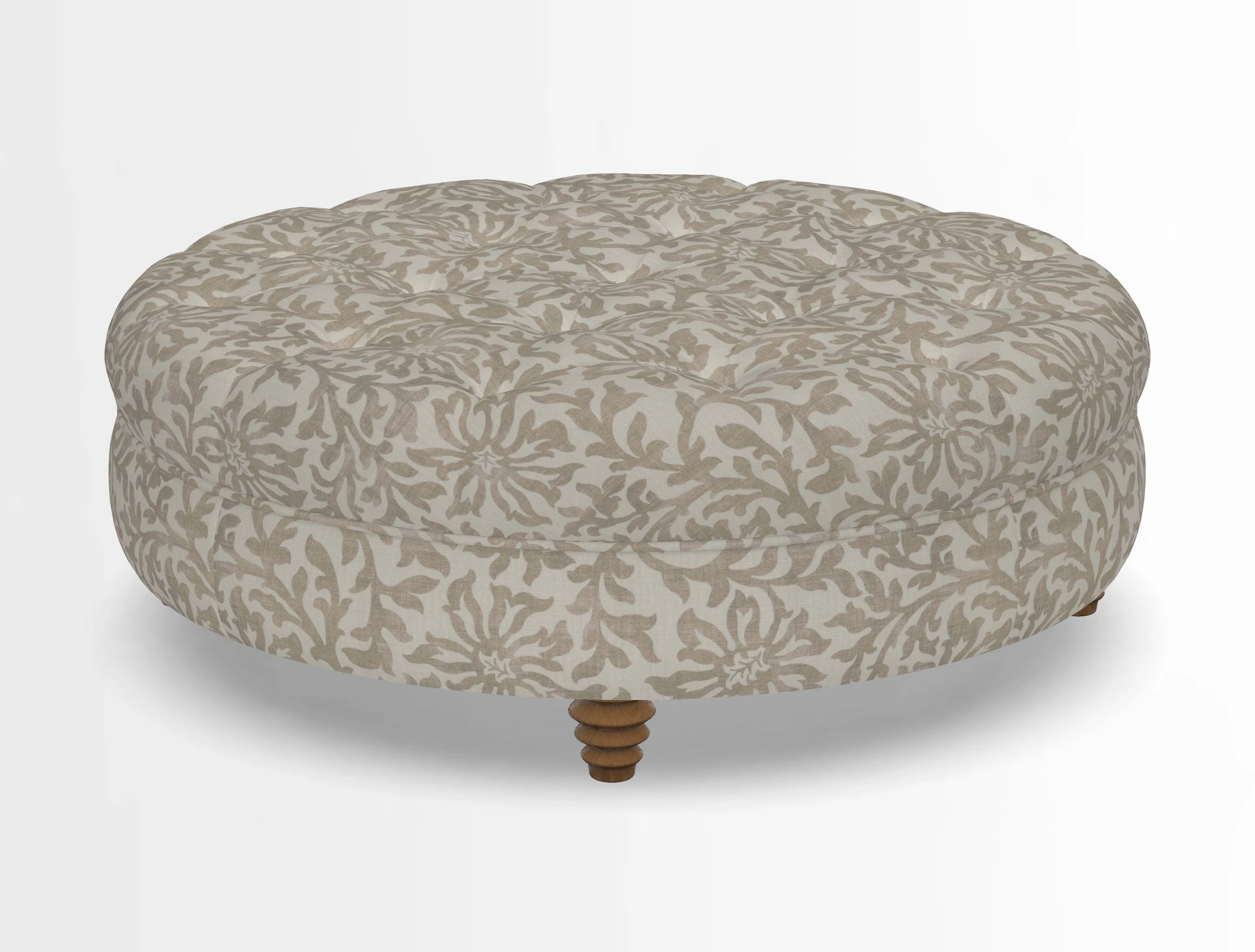 Helmsley Round Footstool in Linwood Omega Velvet Navy