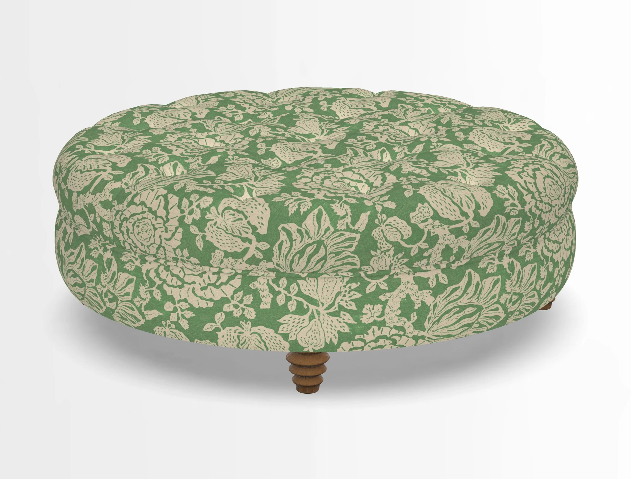Helmsley Round Footstool in Linwood Omega Velvet Navy