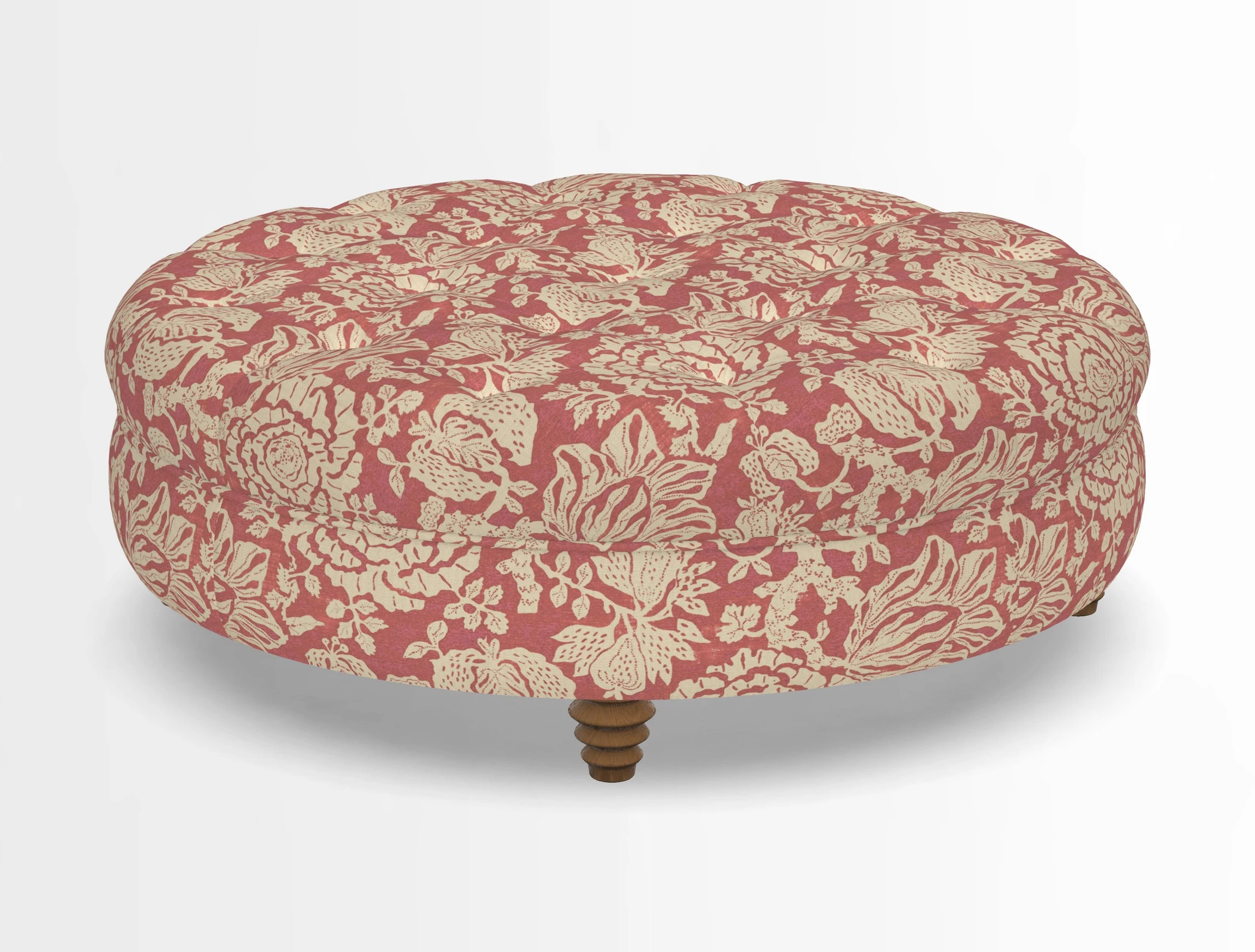 Helmsley Round Footstool in Linwood Omega Velvet Navy