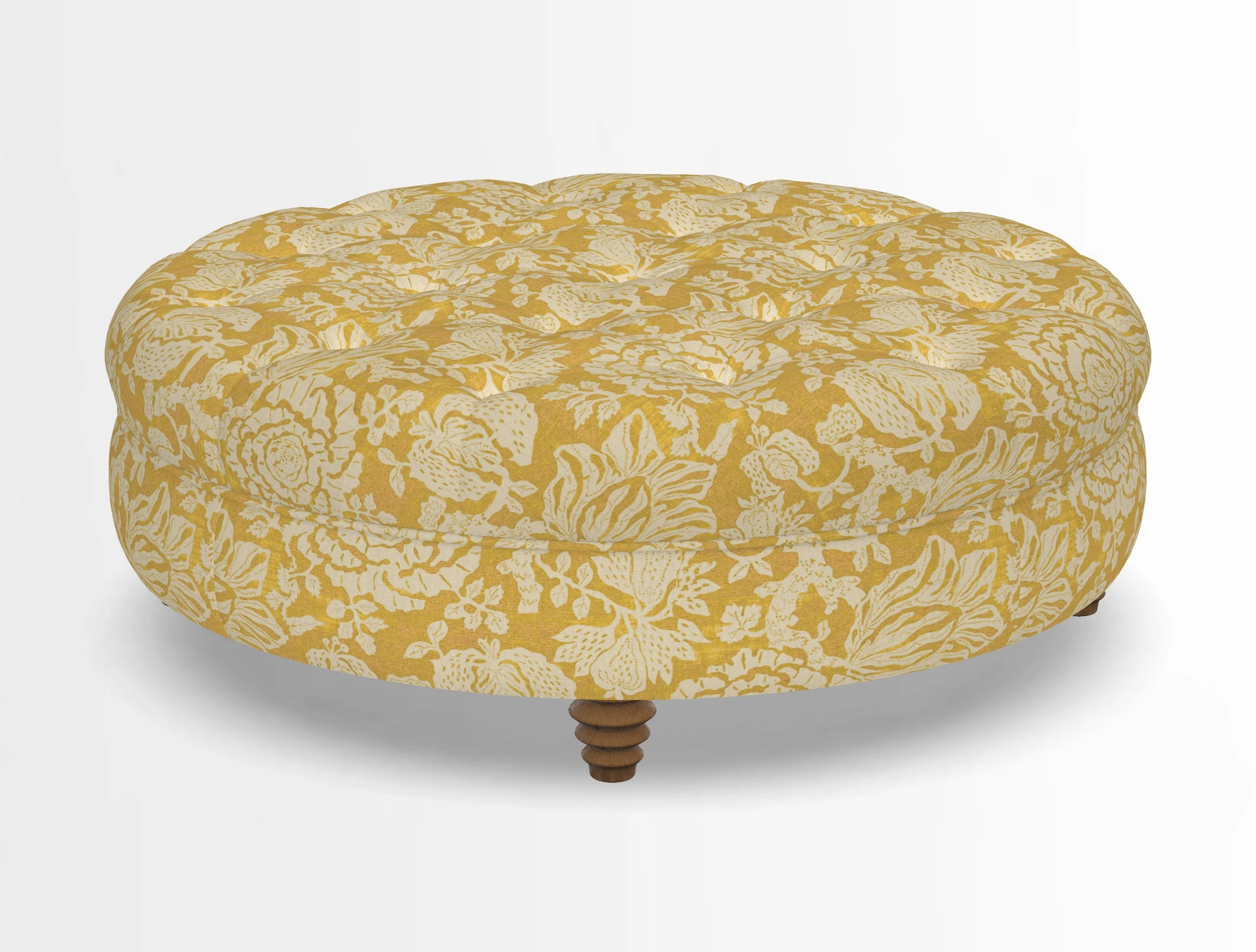Helmsley Round Footstool in Linwood Omega Velvet Navy