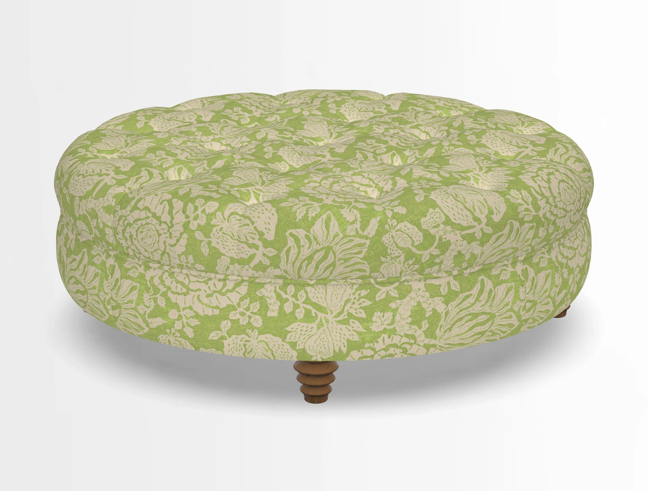 Helmsley Round Footstool in Linwood Omega Velvet Navy