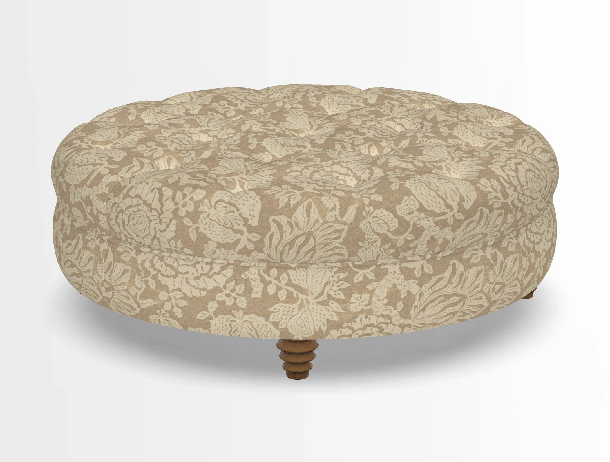 Helmsley Round Footstool in Linwood Omega Velvet Navy