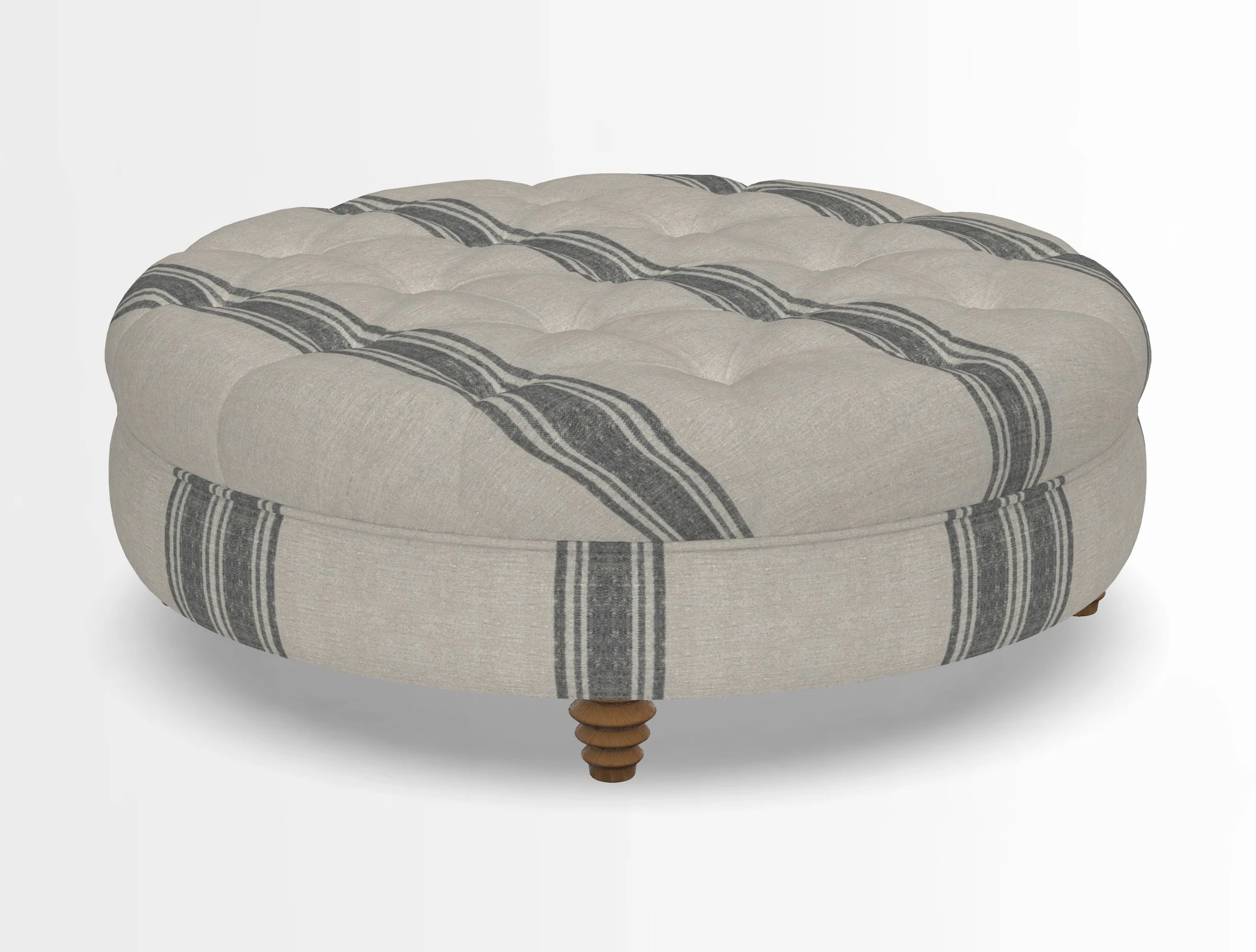 Helmsley Round Footstool in Linwood Omega Velvet Navy