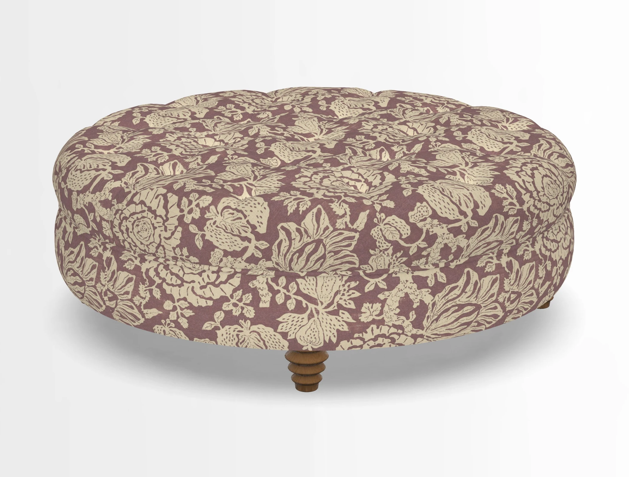 Helmsley Round Footstool in Linwood Omega Velvet Navy