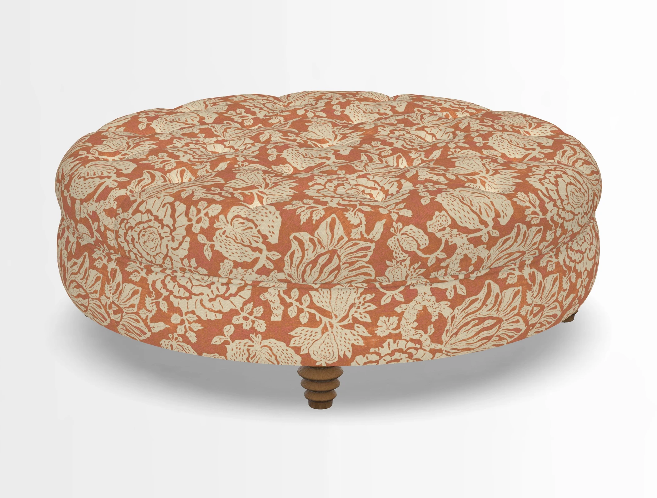 Helmsley Round Footstool in Linwood Omega Velvet Navy