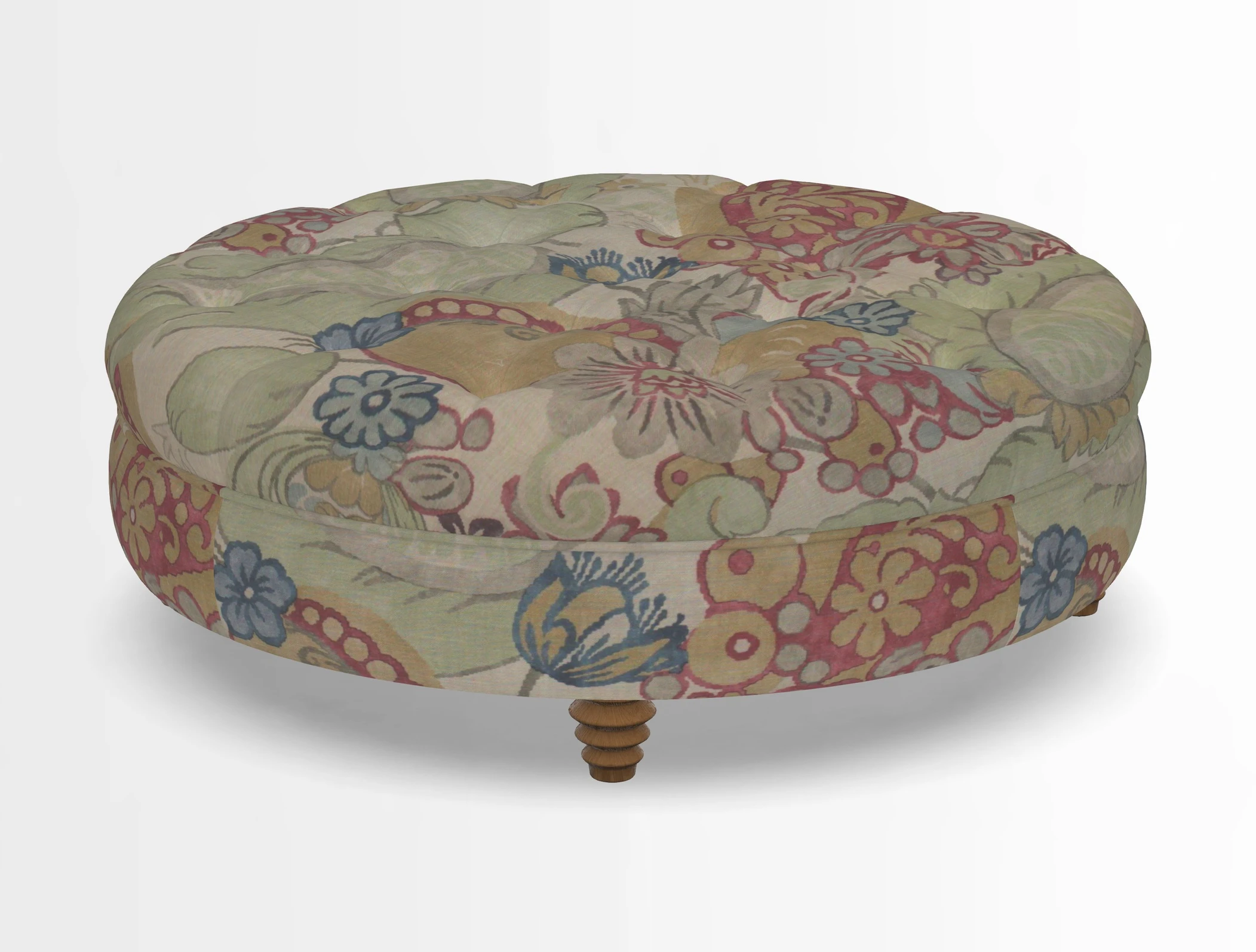 Helmsley Round Footstool in Linwood Omega Velvet Navy