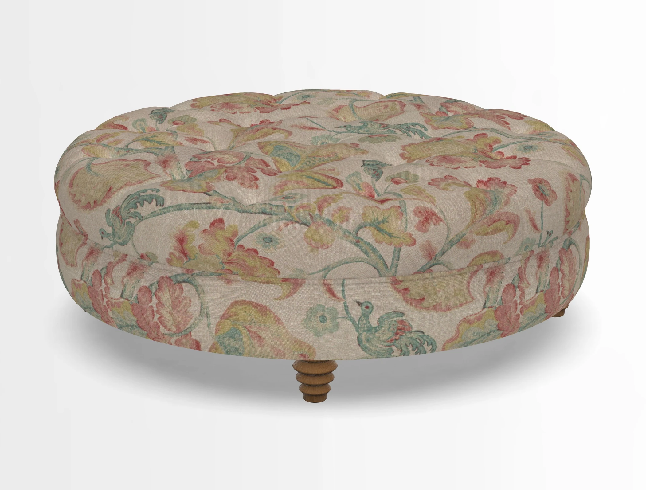 Helmsley Round Footstool in Linwood Omega Velvet Navy