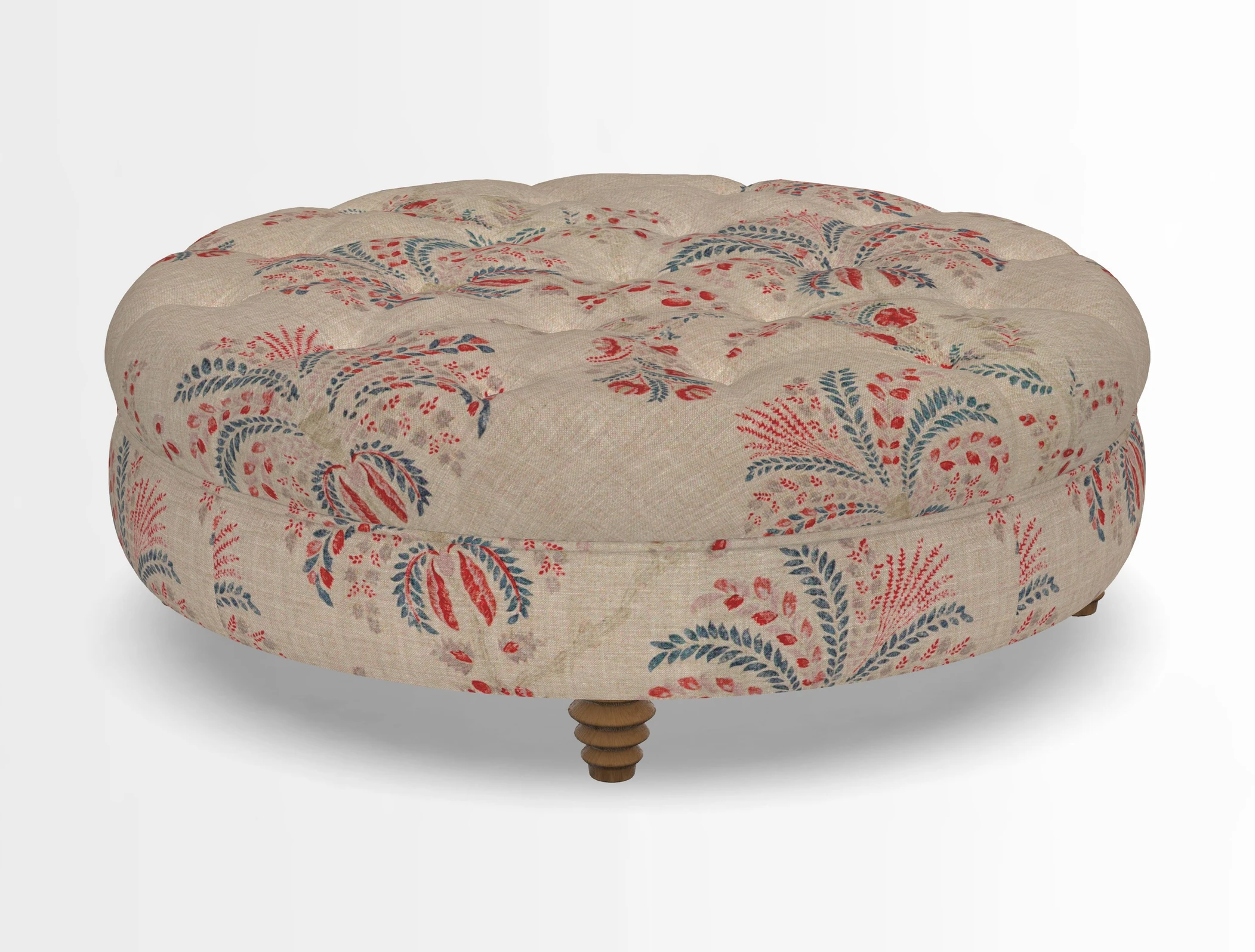 Helmsley Round Footstool in Linwood Omega Velvet Navy