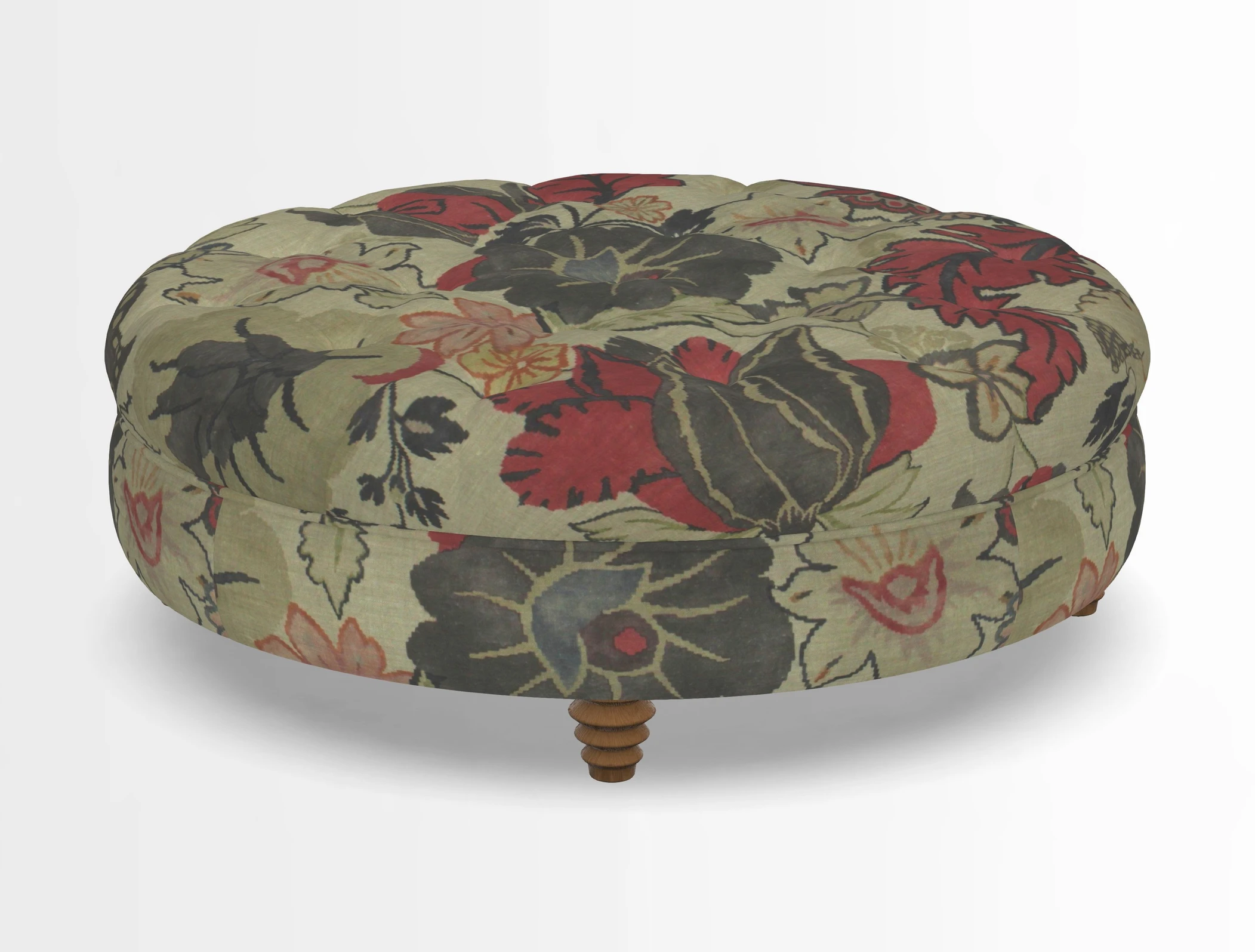 Helmsley Round Footstool in Linwood Omega Velvet Navy