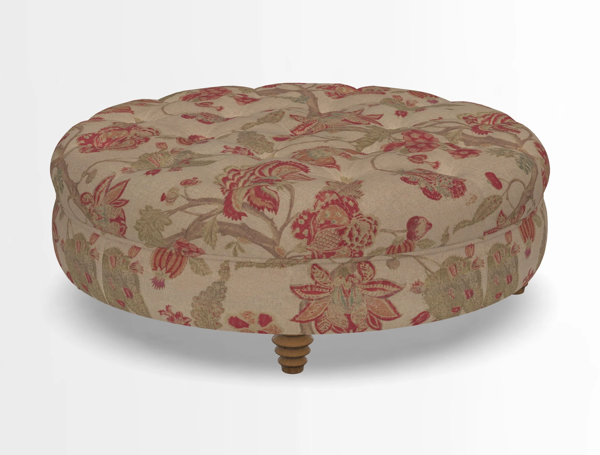 Helmsley Round Footstool in Linwood Omega Velvet Navy