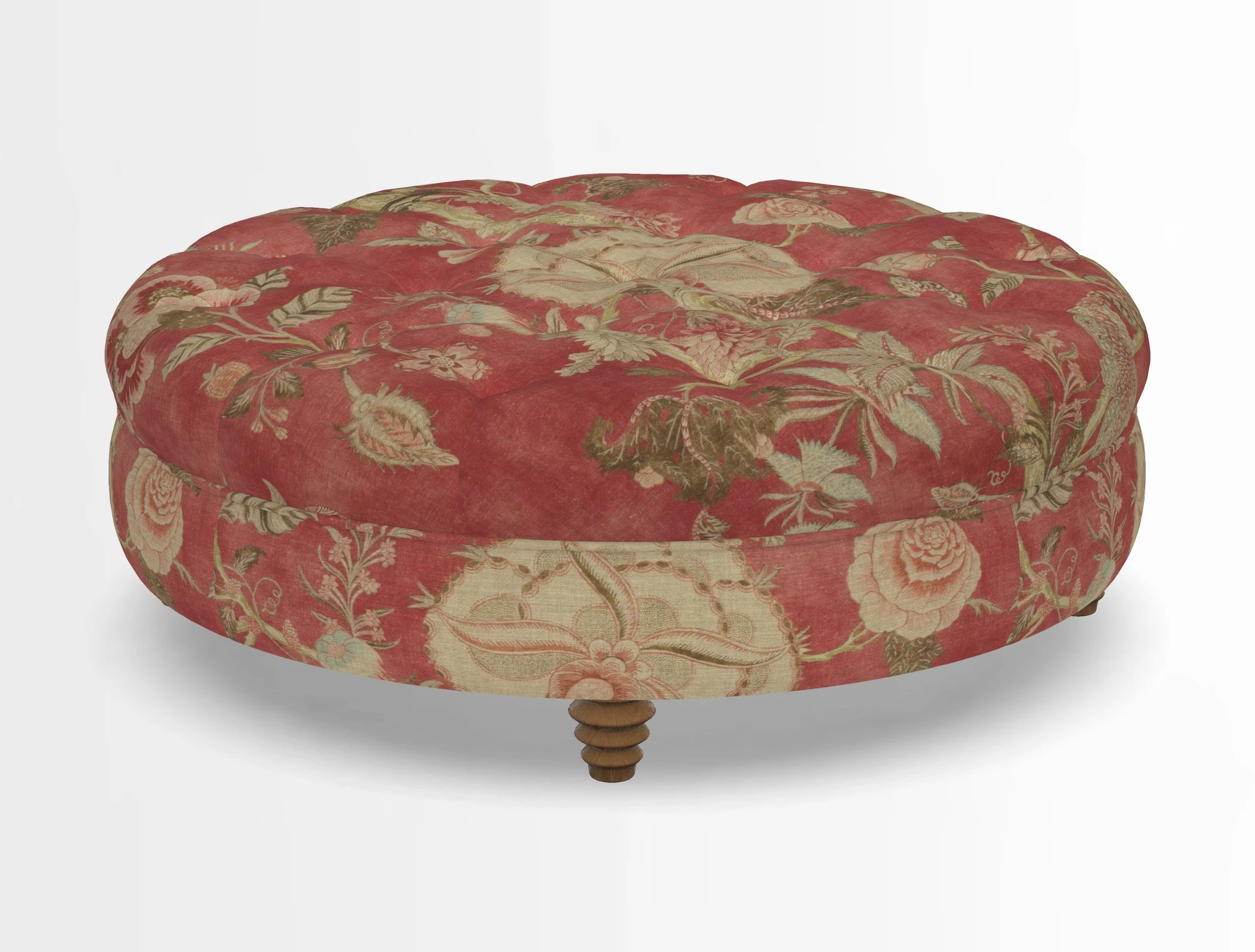 Helmsley Round Footstool in Linwood Omega Velvet Navy