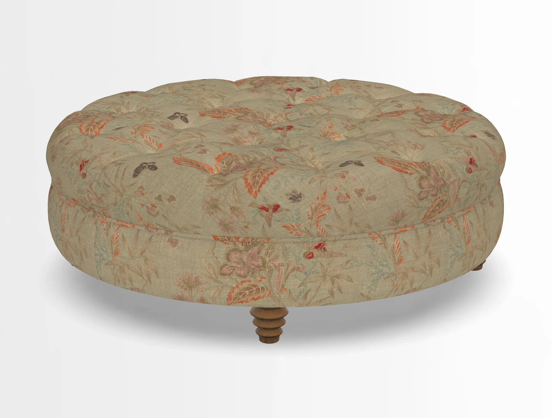 Helmsley Round Footstool in Linwood Omega Velvet Navy