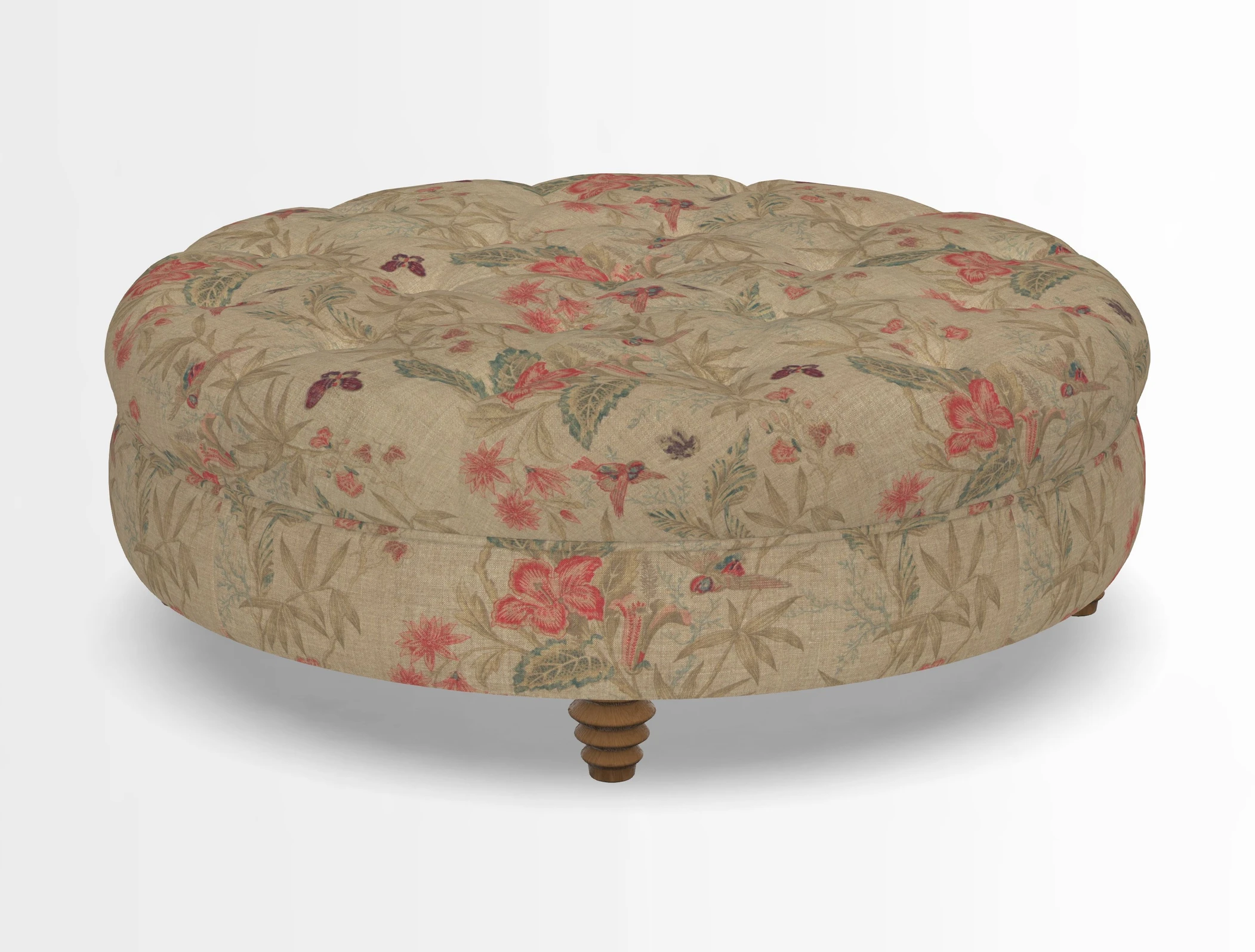 Helmsley Round Footstool in Linwood Omega Velvet Navy