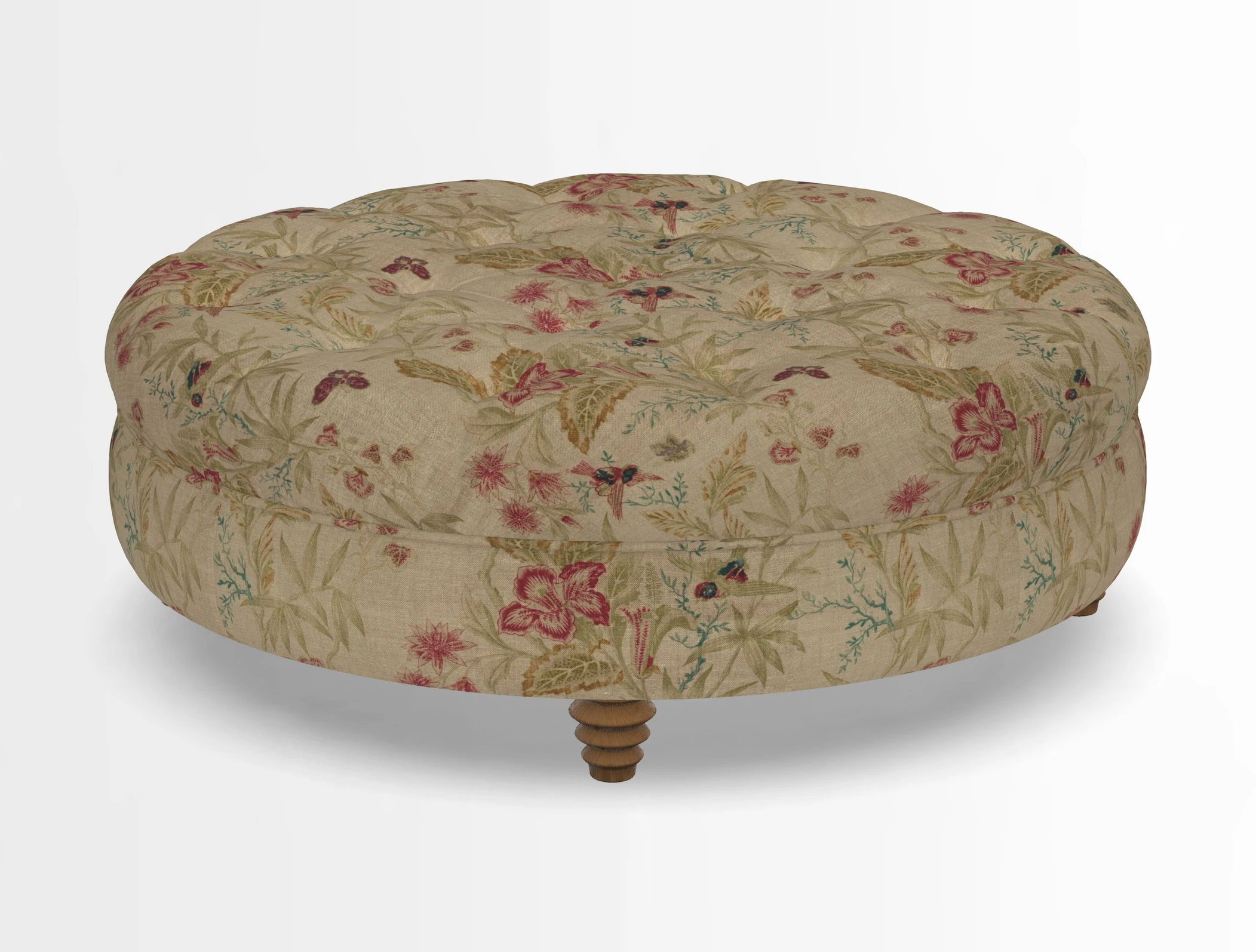 Helmsley Round Footstool in Linwood Omega Velvet Navy