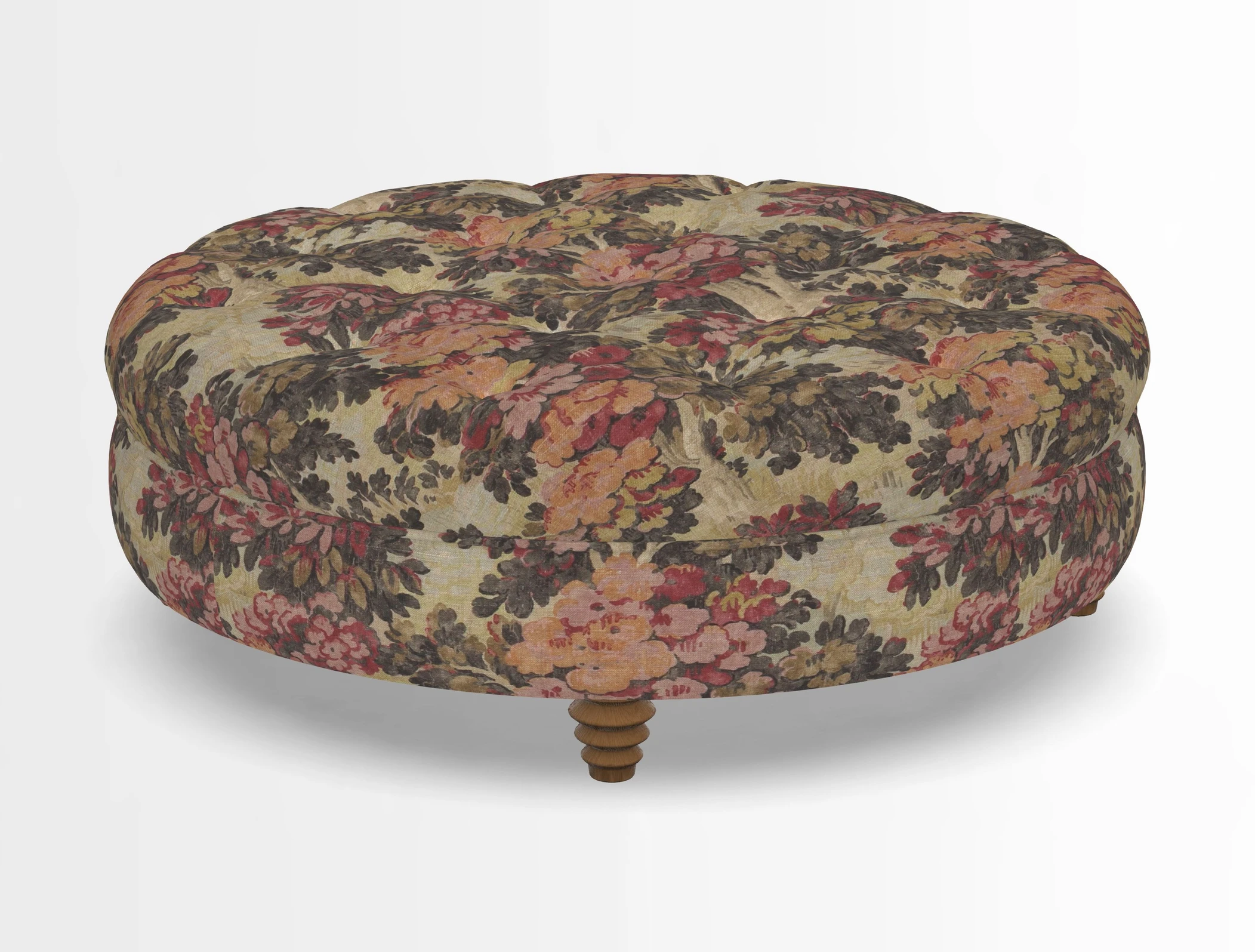 Helmsley Round Footstool in Linwood Omega Velvet Navy