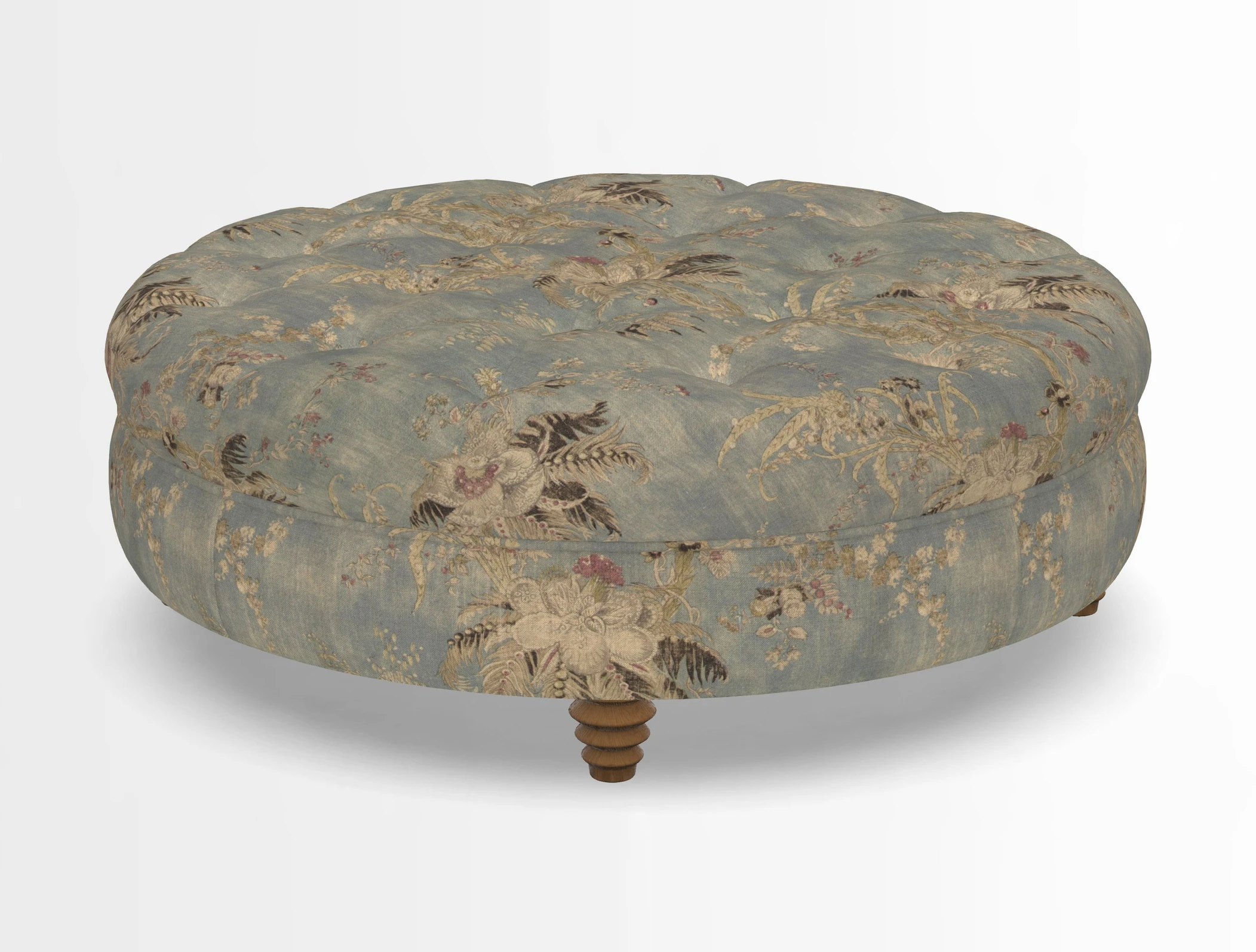Helmsley Round Footstool in Linwood Omega Velvet Navy