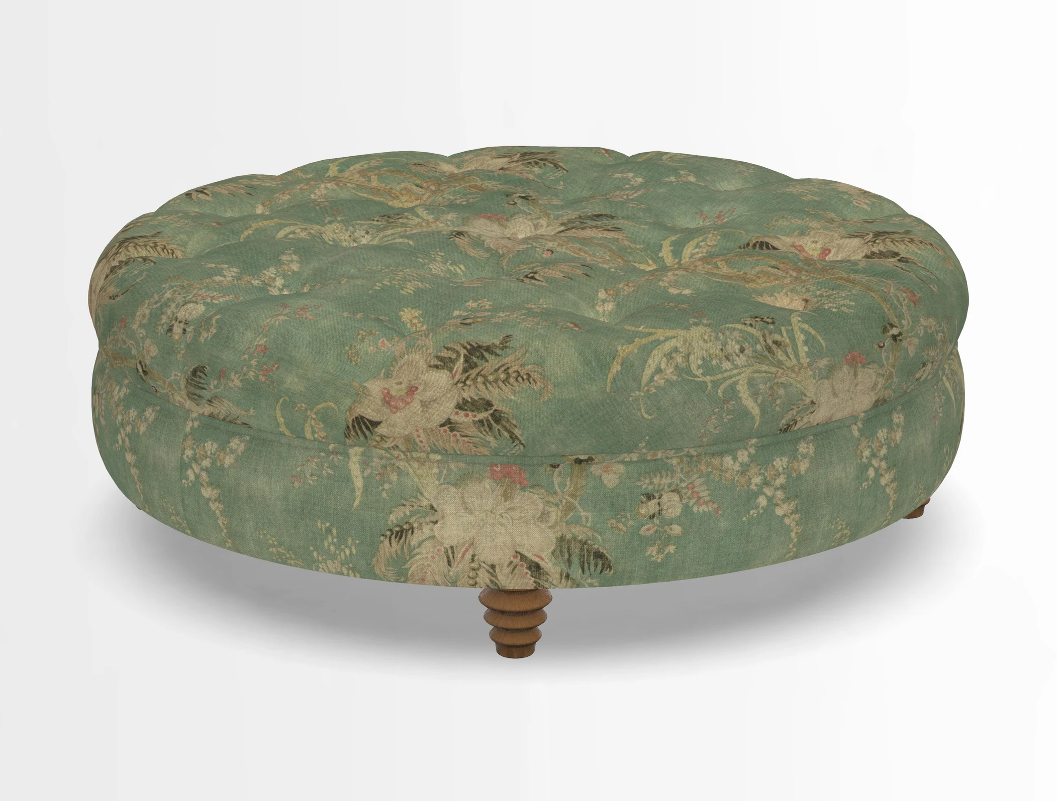 Helmsley Round Footstool in Linwood Omega Velvet Navy