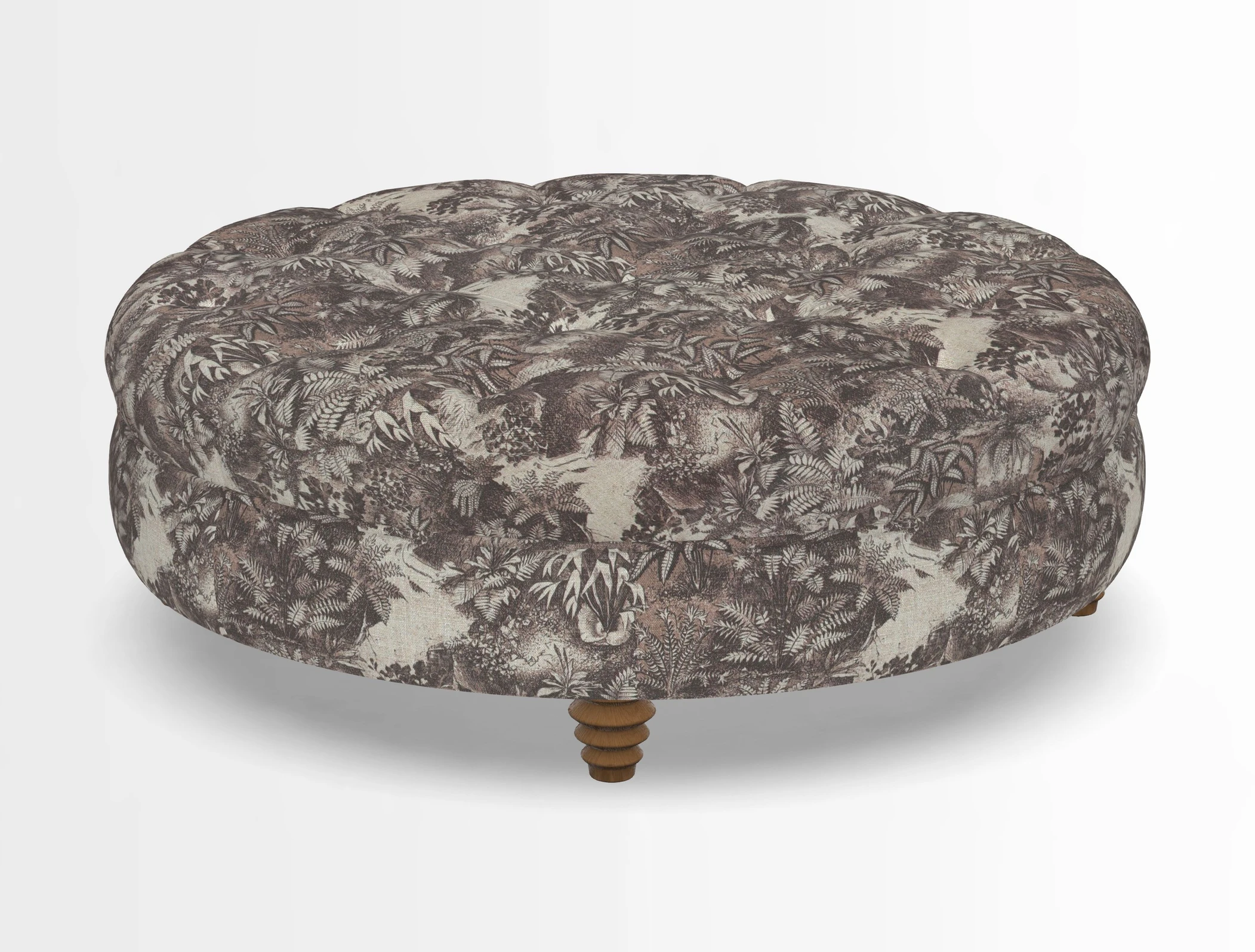Helmsley Round Footstool in Linwood Omega Velvet Navy