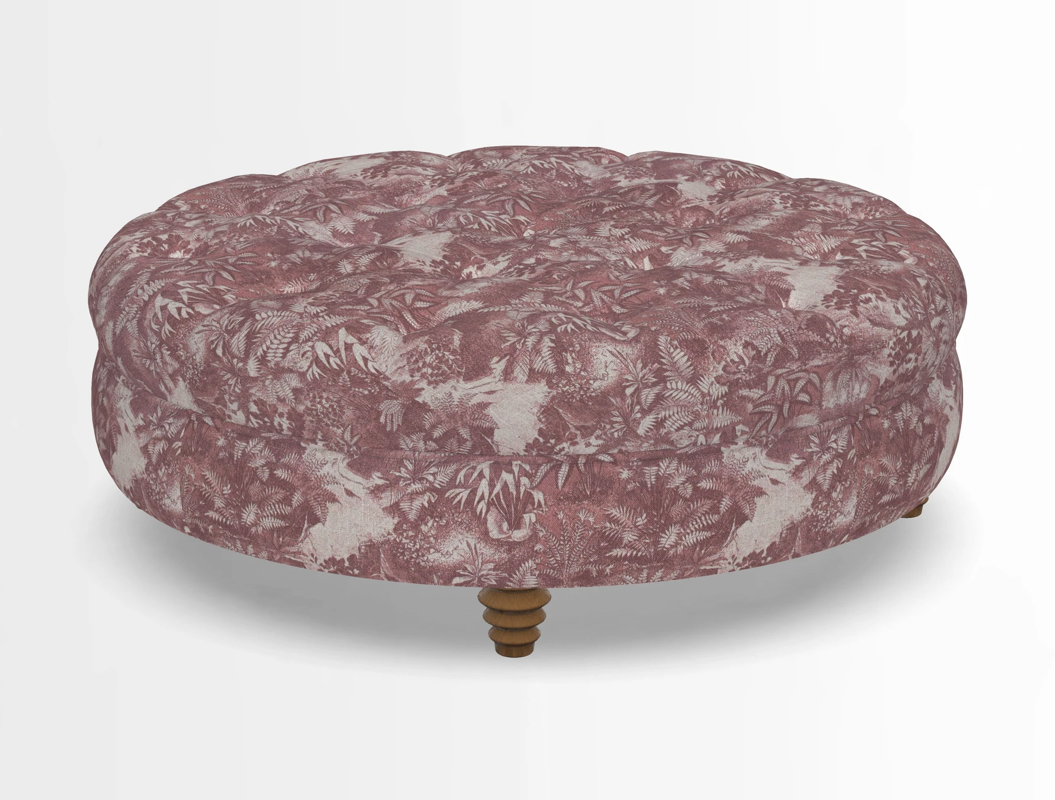 Helmsley Round Footstool in Linwood Omega Velvet Navy