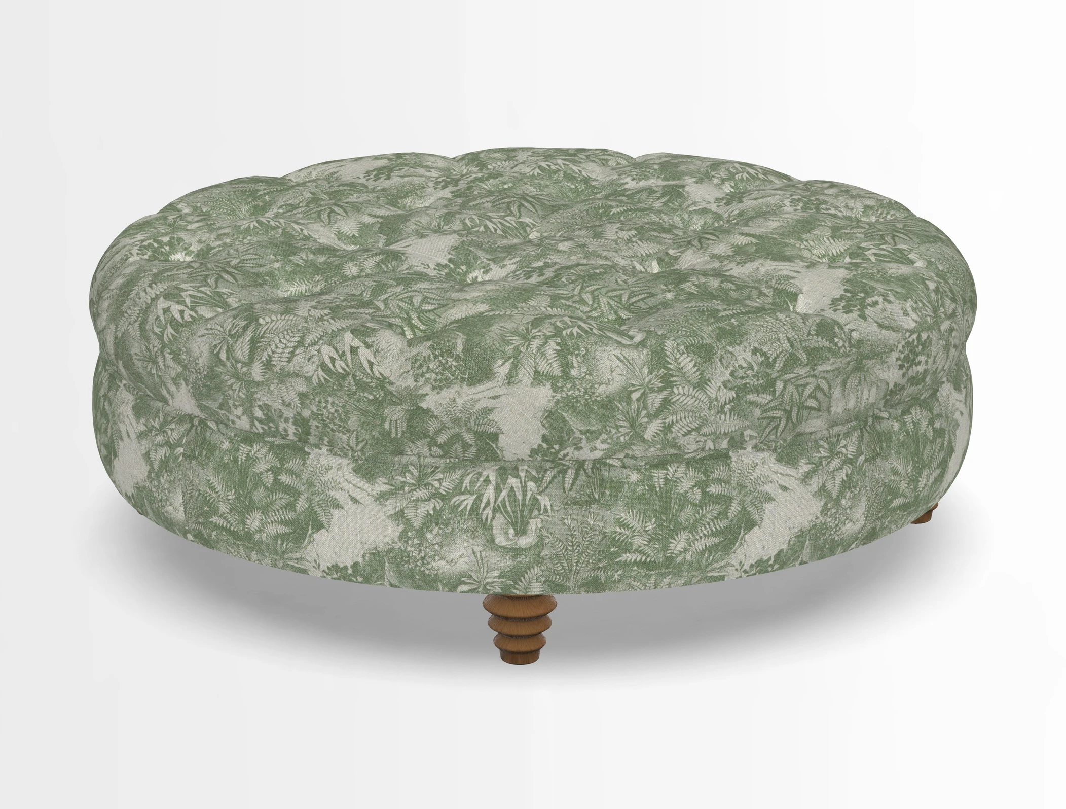 Helmsley Round Footstool in Linwood Omega Velvet Navy