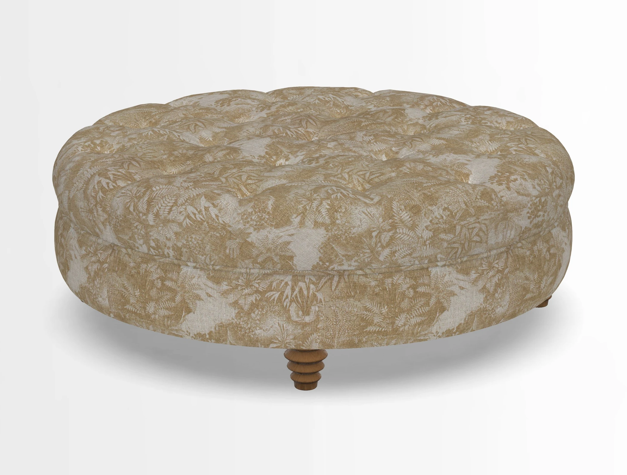 Helmsley Round Footstool in Linwood Omega Velvet Navy
