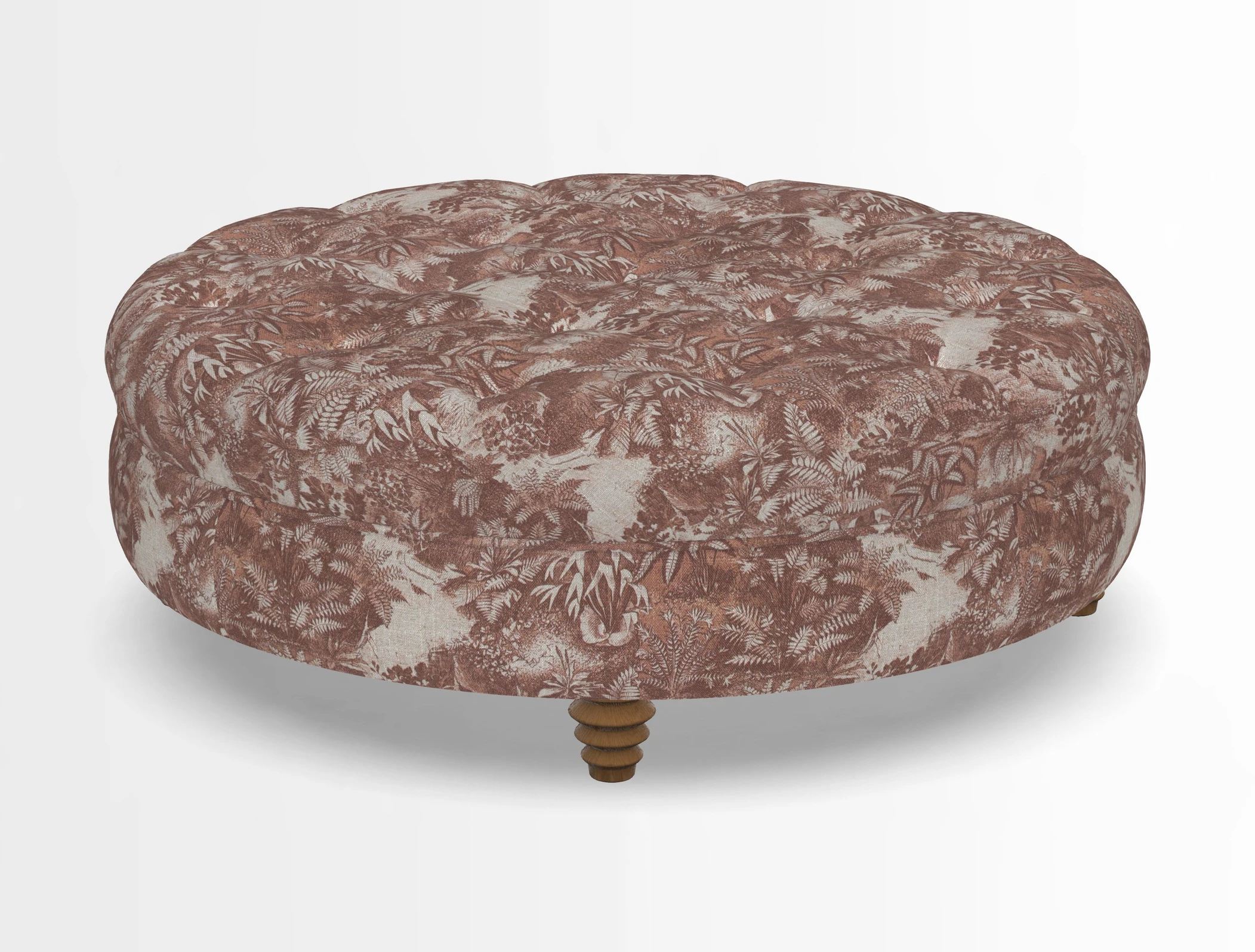 Helmsley Round Footstool in Linwood Omega Velvet Navy