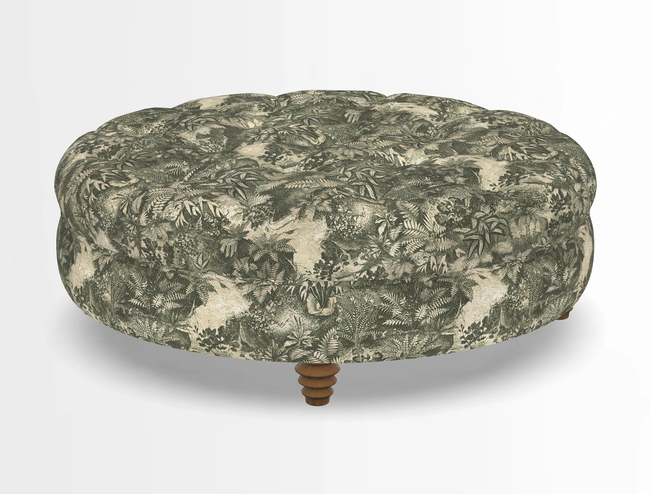 Helmsley Round Footstool in Linwood Omega Velvet Navy