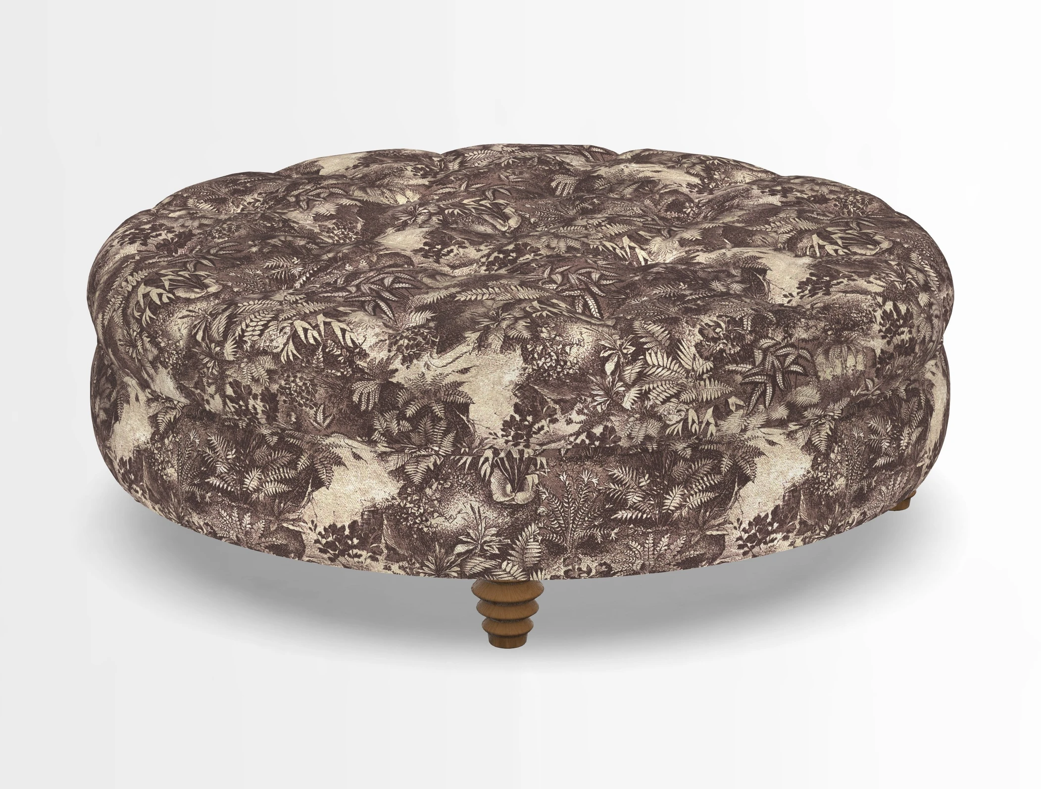Helmsley Round Footstool in Linwood Omega Velvet Navy